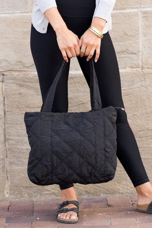 Black Chill Outing Quilted Tote Bag - Madison and Mallory