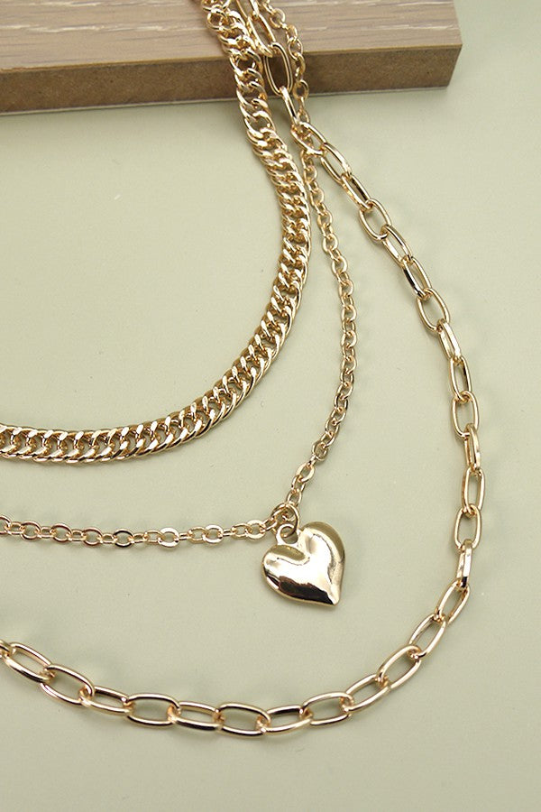  Flirty Icon Chain Layered Heart Necklace - Madison and Mallory
