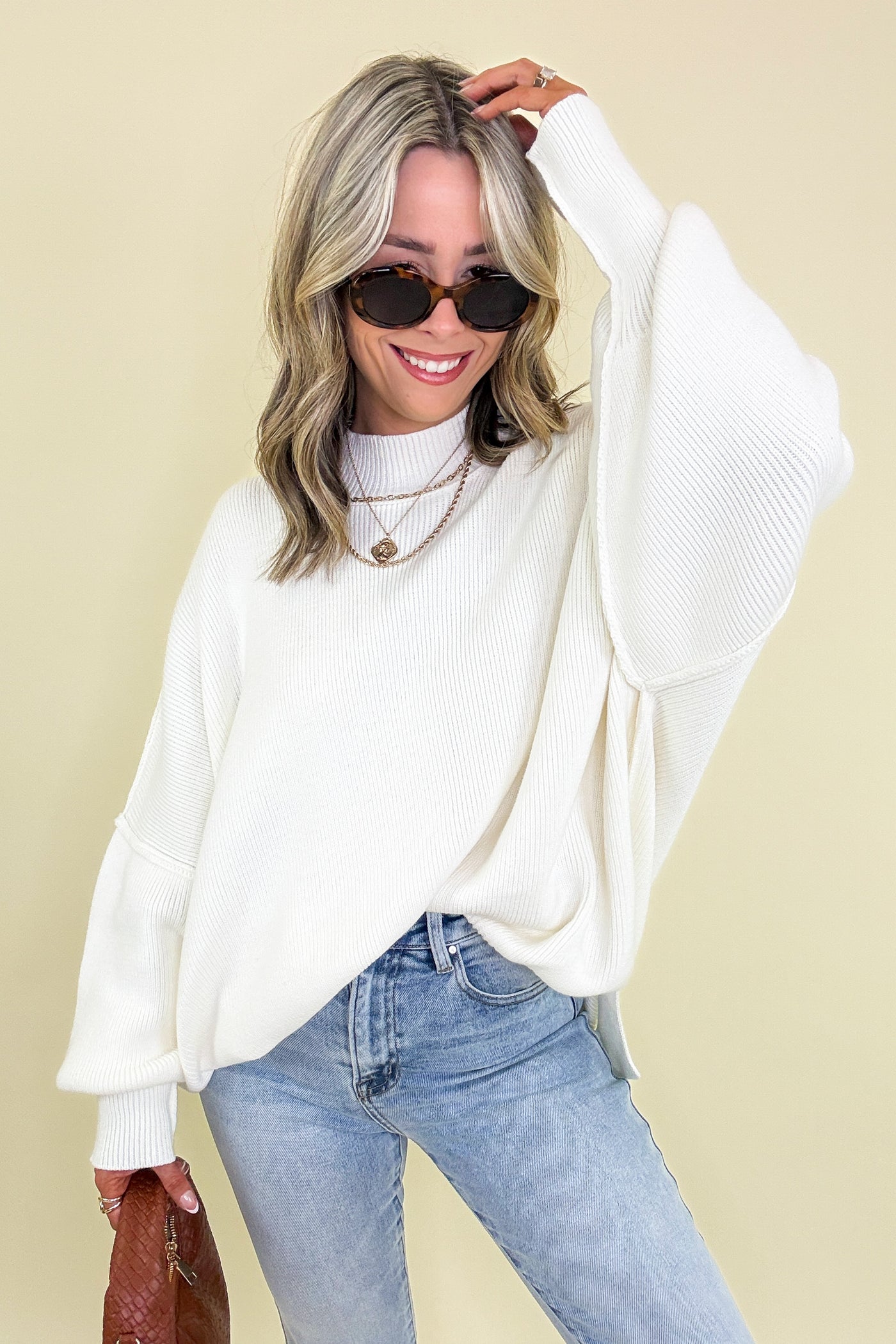 Simple Street Side Slit Oversized Sweater - BACK IN STOCK - Madison and Mallory