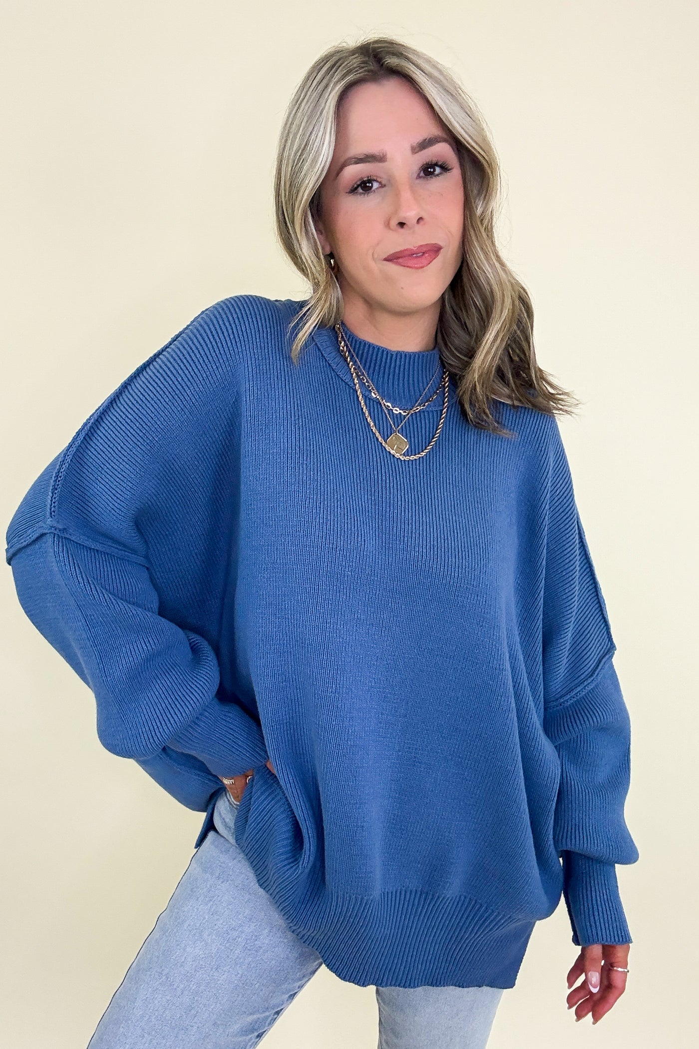 Simple Street Side Slit Oversized Sweater - BACK IN STOCK