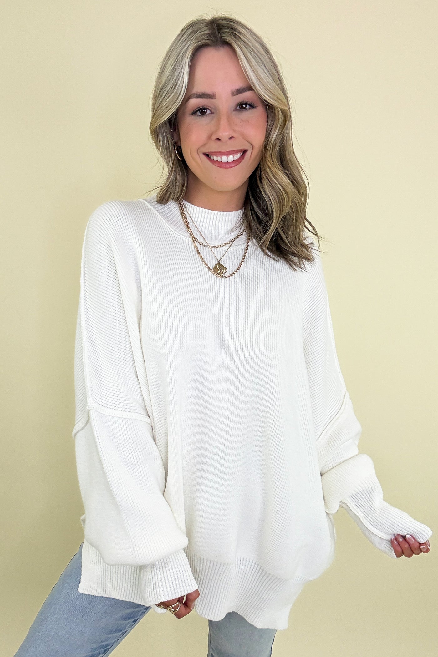 Simple Street Side Slit Oversized Sweater - BACK IN STOCK - Madison and Mallory