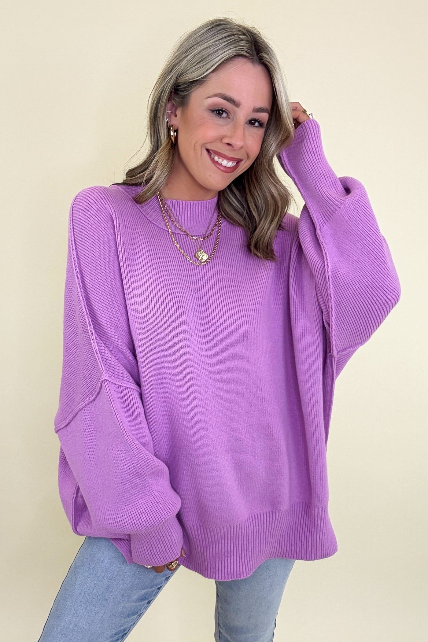 Simple Street Side Slit Oversized Sweater - BACK IN STOCK - Madison and Mallory