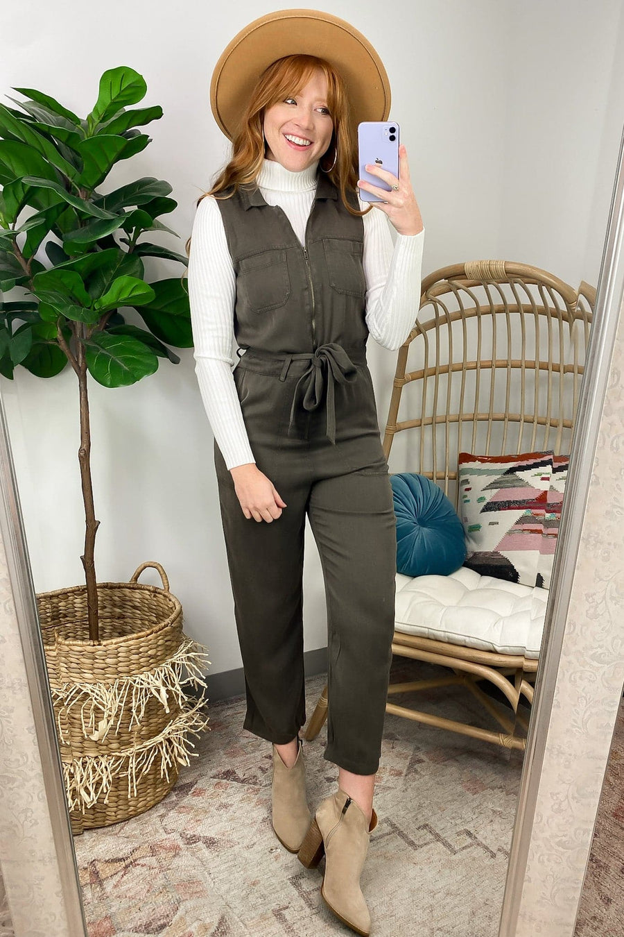 Dark Olive / S Absolutely Thriving Zip Up Utility Jumpsuit - FINAL SALE - Madison and Mallory