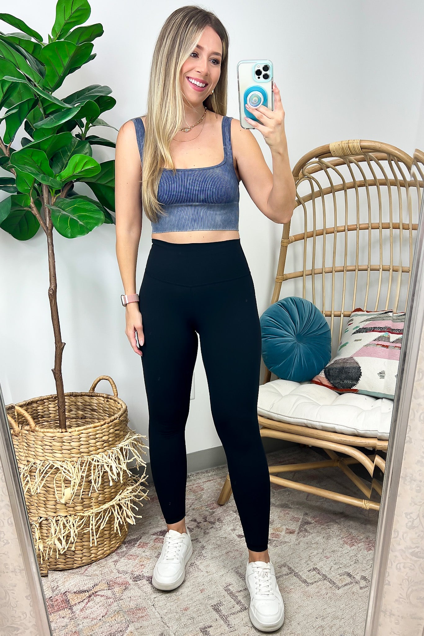 Ainsworth Mineral Wash Square Neck Seamless Cropped Bra Tank Top - FINAL SALE - Madison and Mallory