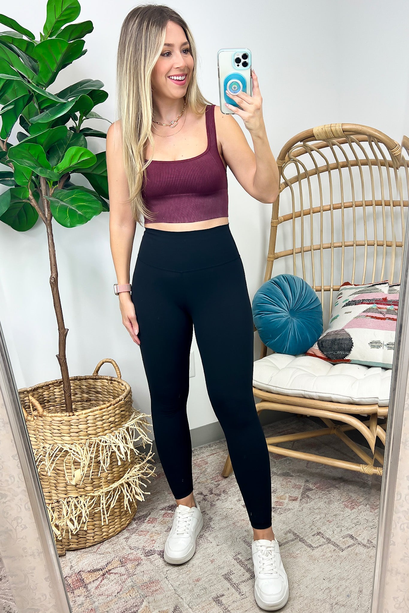 Ainsworth Mineral Wash Square Neck Seamless Cropped Bra Tank Top - FINAL SALE - Madison and Mallory