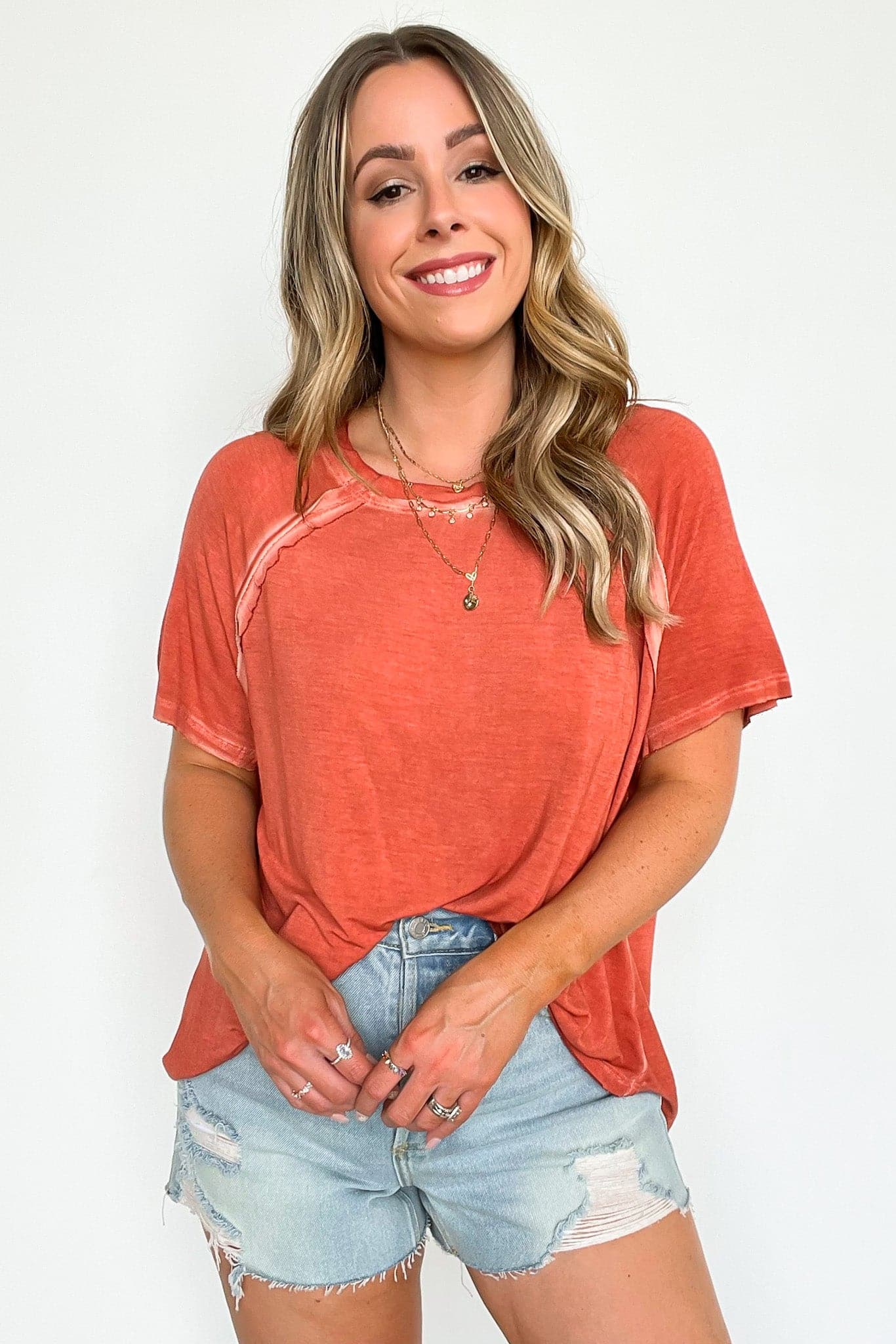 Copper / S Alexi Mineral Washed Short Sleeve Relaxed Top - BACK IN STOCK - Madison and Mallory