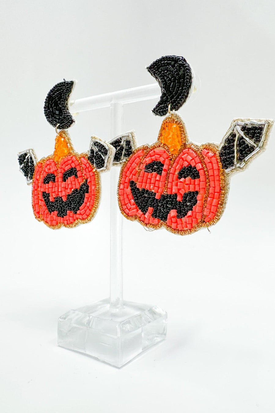  All Hallows Eve Winged Jack O'Lantern Beaded Earrings - FINAL SALE - Madison and Mallory