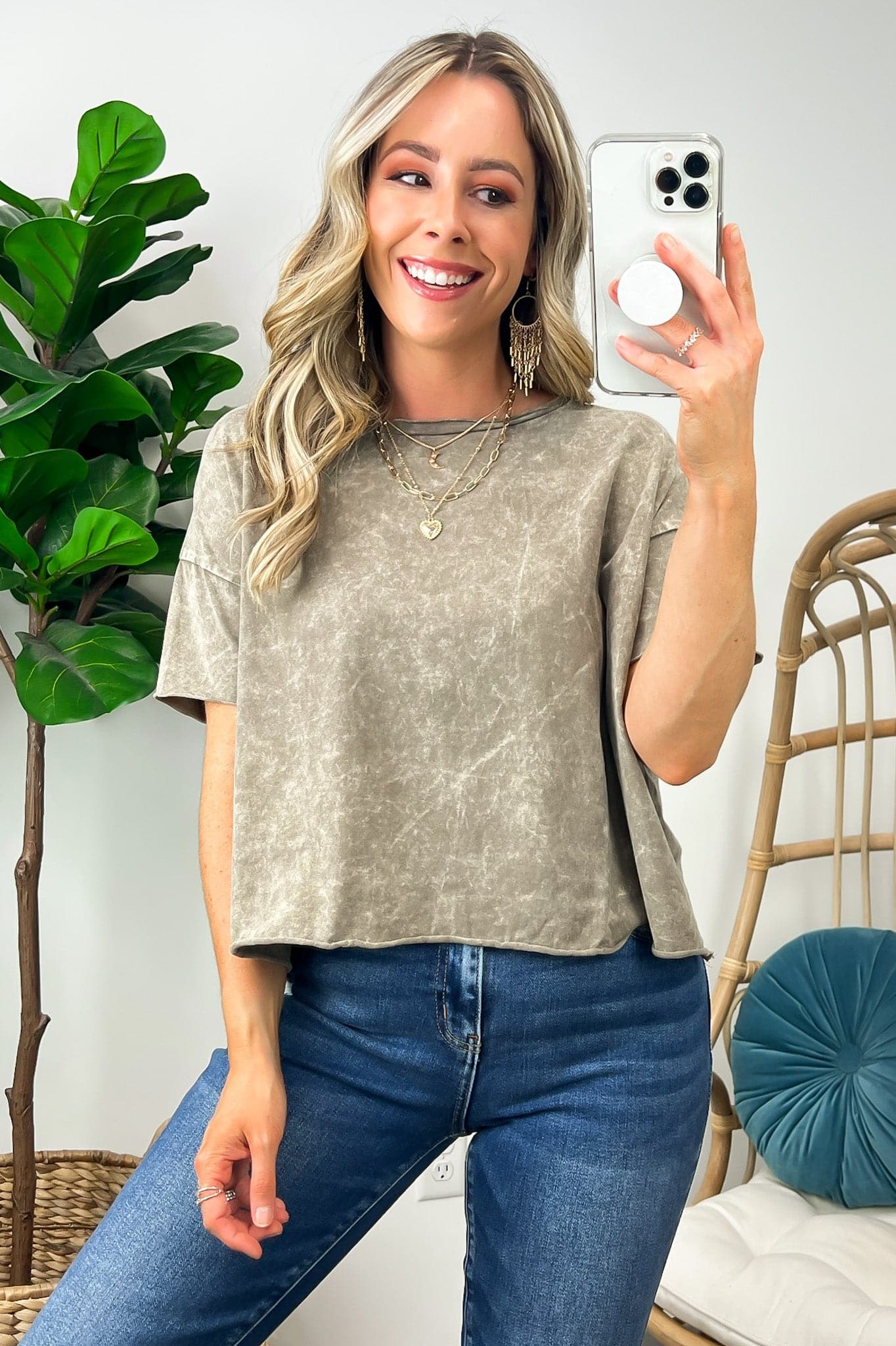 Amorettah Acid Wash Cropped Tee - BACK IN STOCK - Madison and Mallory
