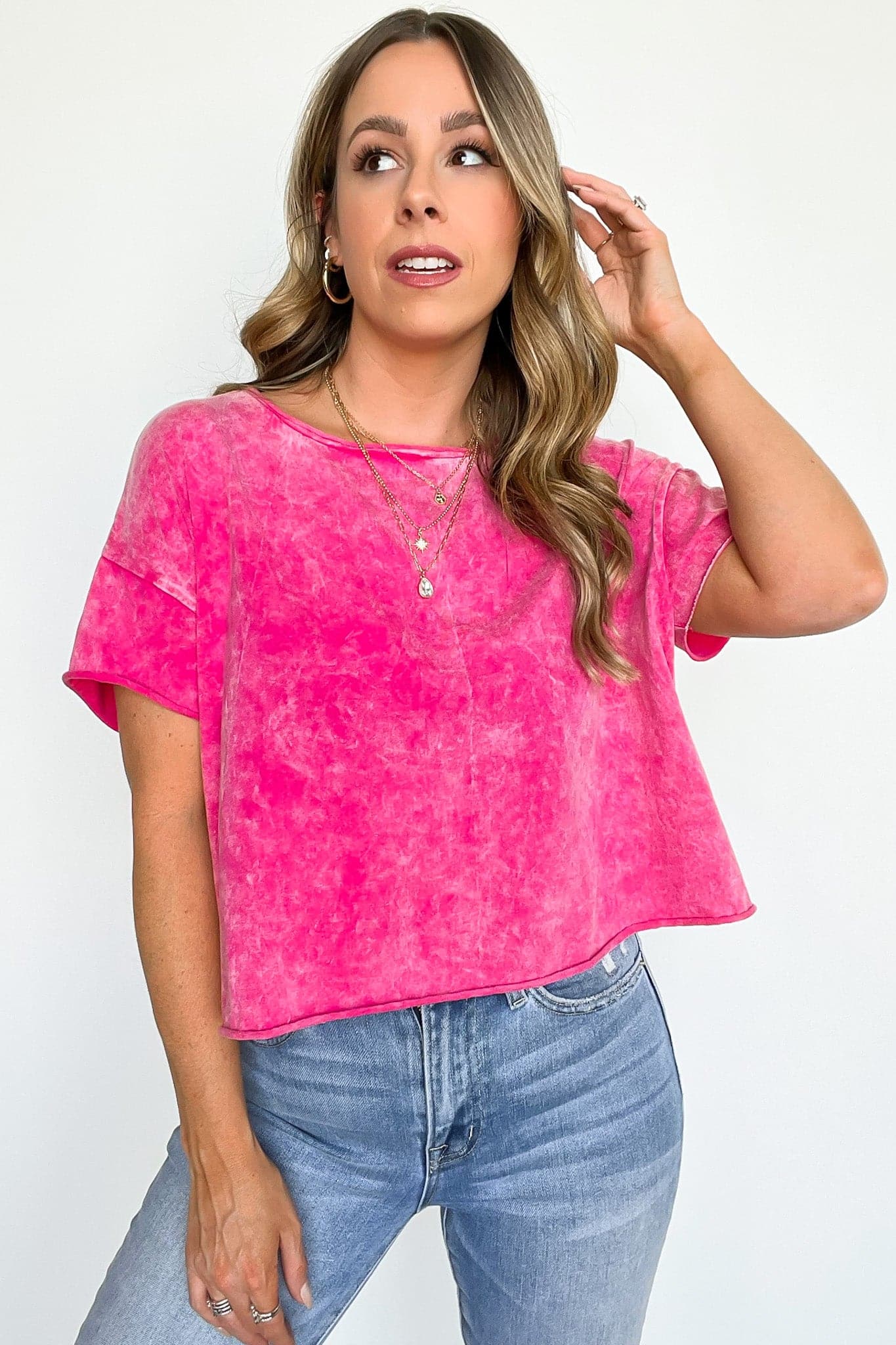  Amorettah Acid Wash Cropped Tee - BACK IN STOCK - Madison and Mallory