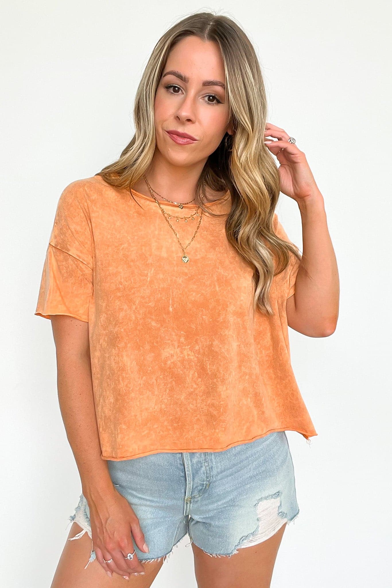  Amorettah Acid Wash Cropped Tee - BACK IN STOCK - Madison and Mallory