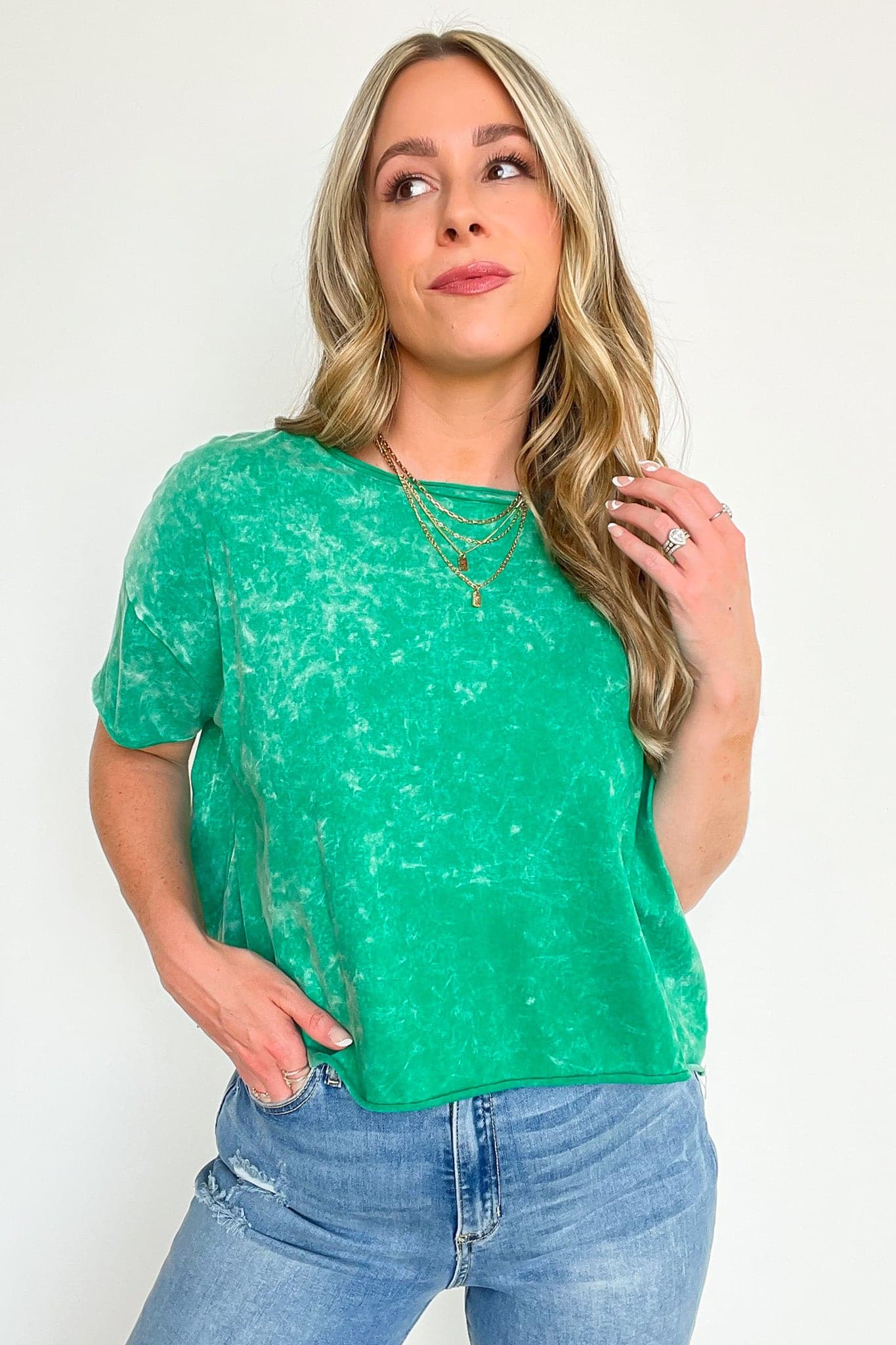  Amorettah Acid Wash Cropped Tee - BACK IN STOCK - Madison and Mallory