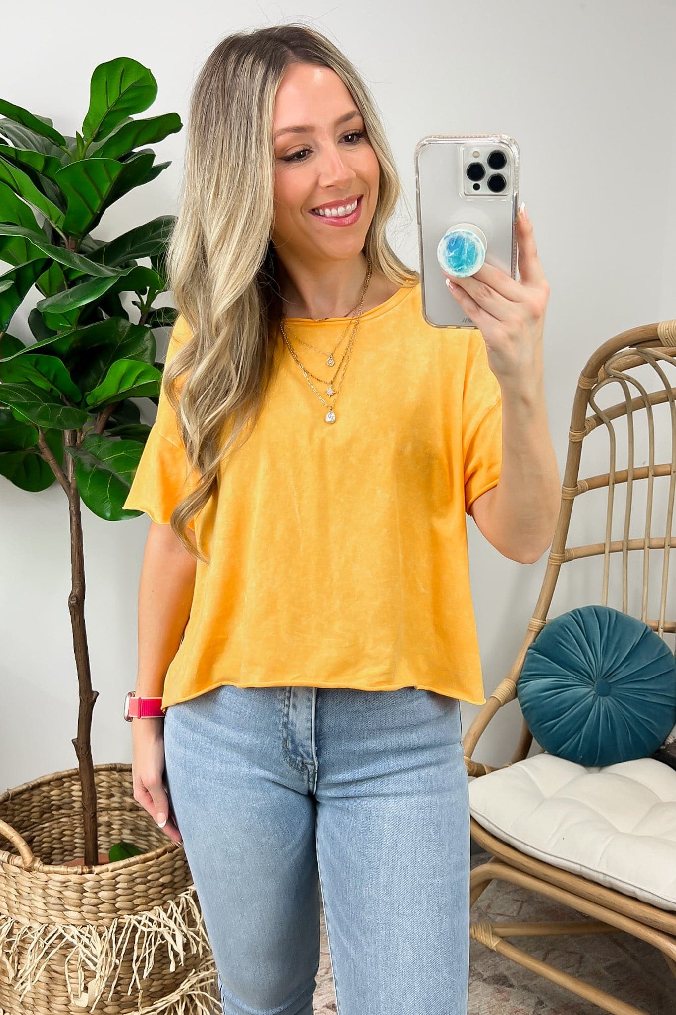 Amorettah Acid Wash Cropped Tee - BACK IN STOCK - Madison and Mallory