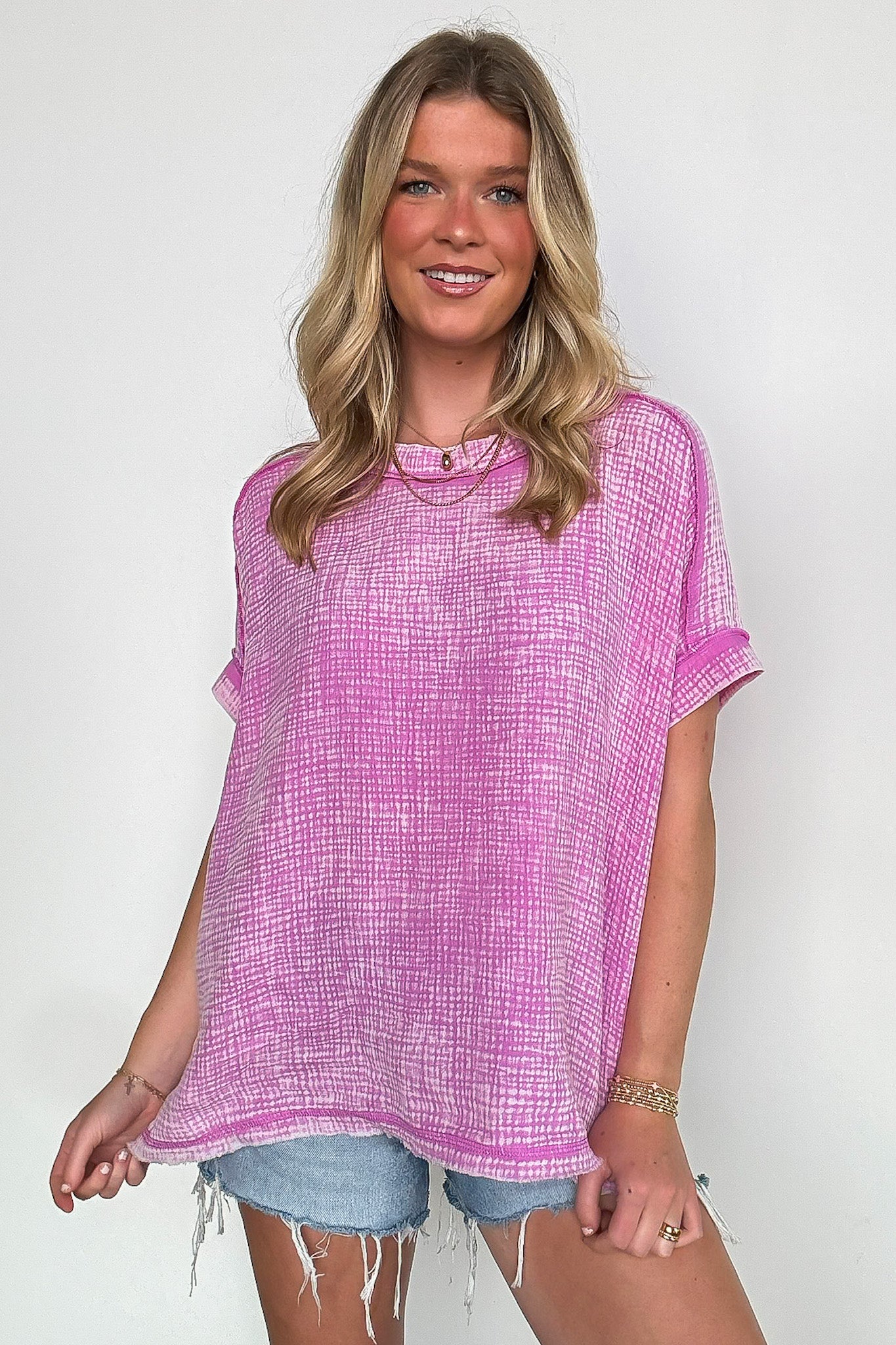 Ashton Acid Wash Double Gauze Top - BACK IN STOCK - Madison and Mallory