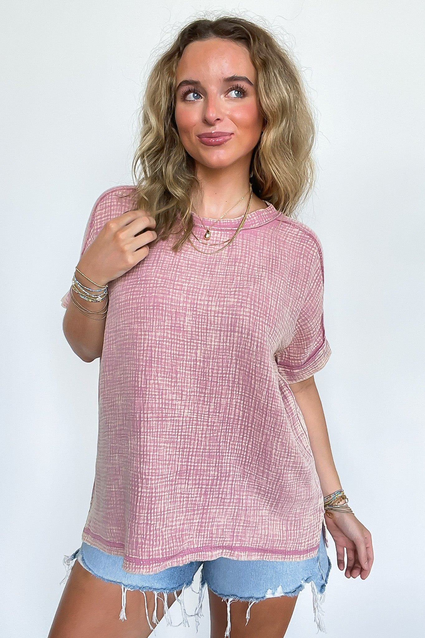 Ashton Acid Wash Double Gauze Top - BACK IN STOCK - Madison and Mallory