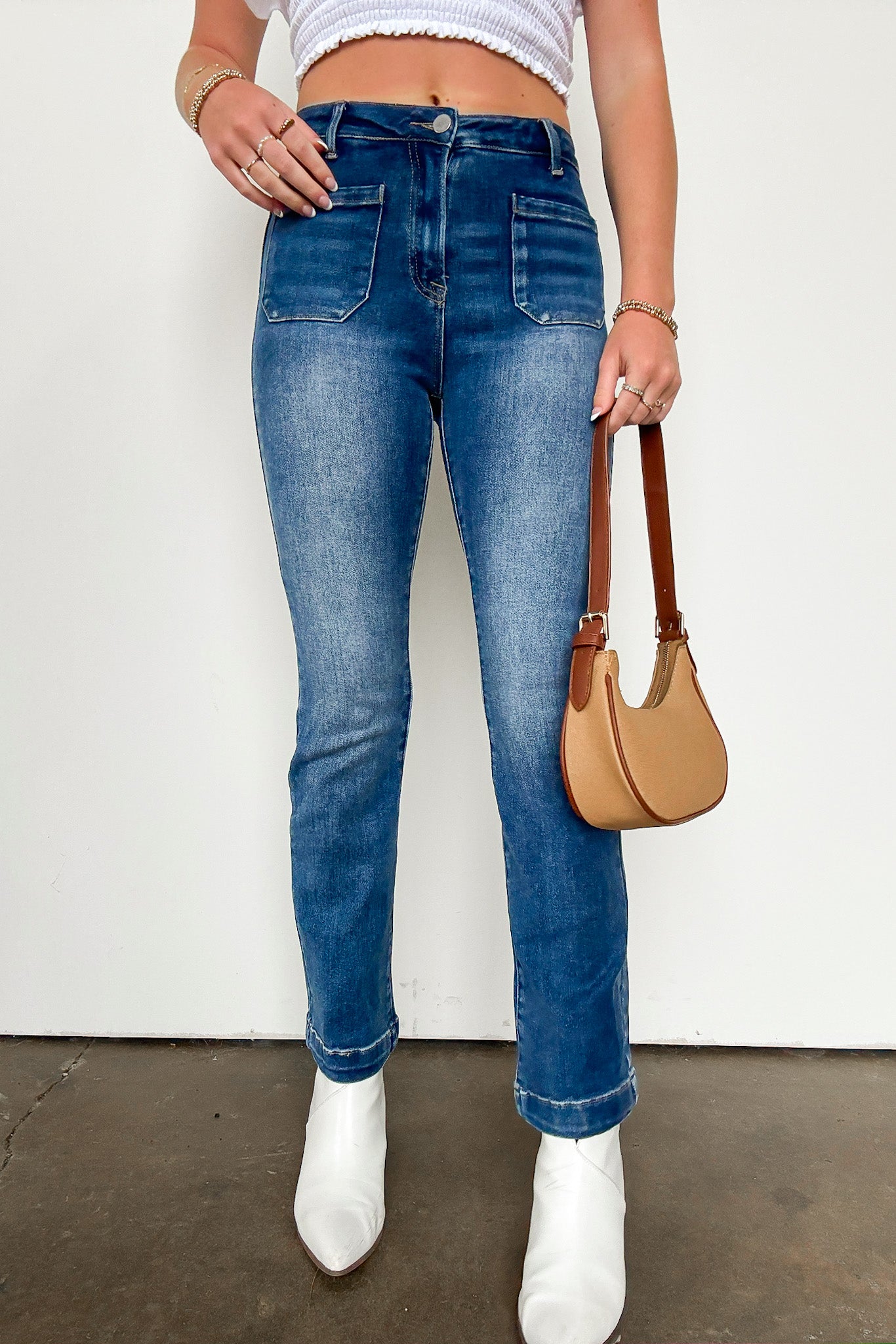  Atley High Rise Patch Pocket Straight Jeans - Madison and Mallory