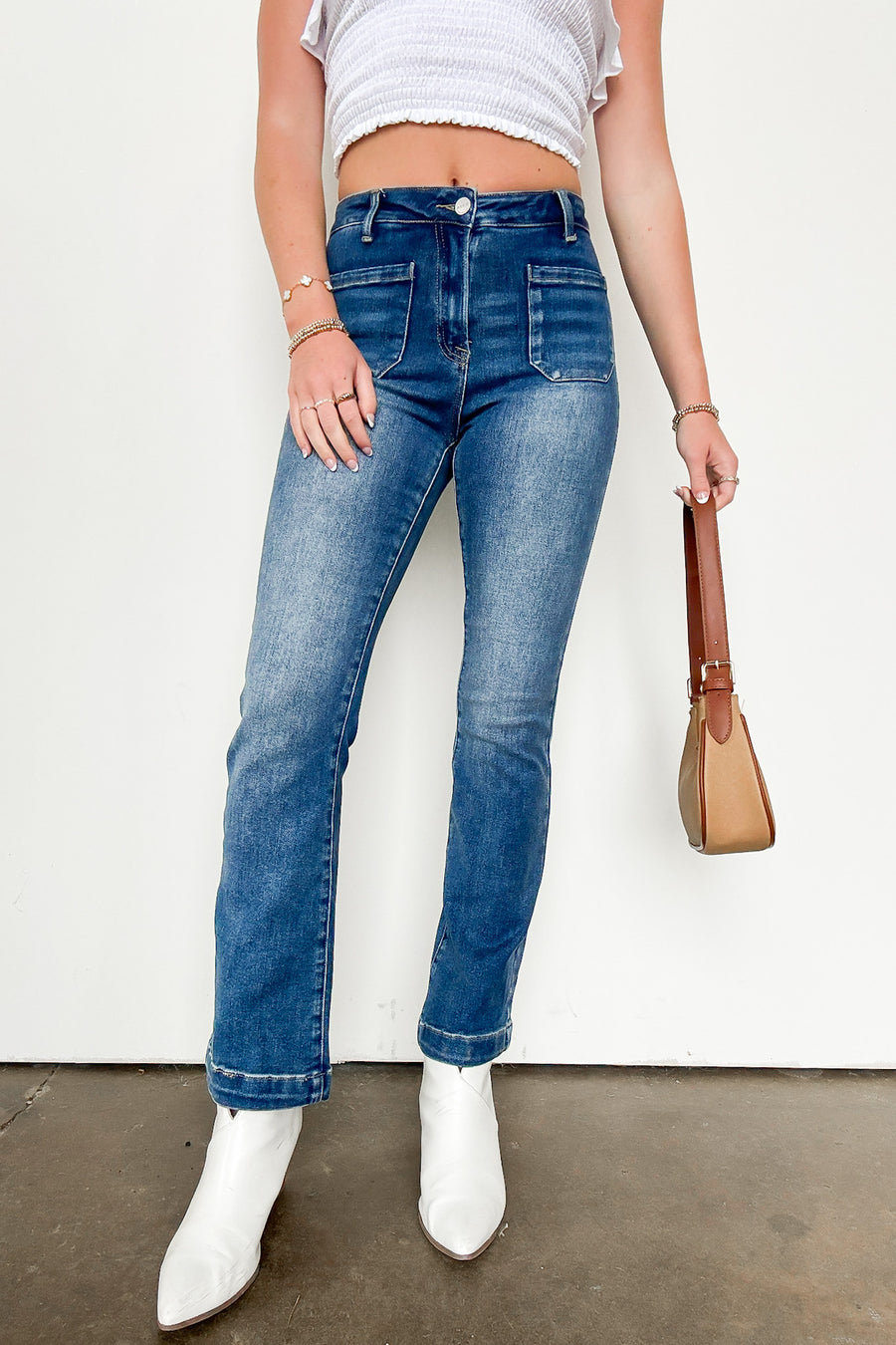  Atley High Rise Patch Pocket Straight Jeans - Madison and Mallory