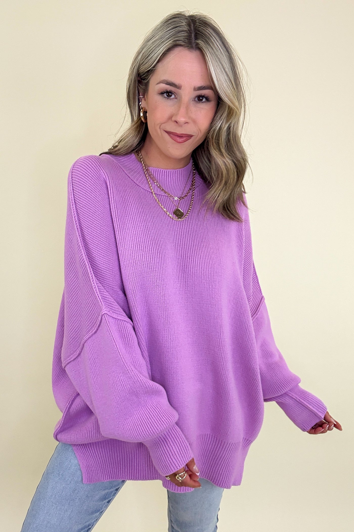 Simple Street Side Slit Oversized Sweater - BACK IN STOCK - Madison and Mallory