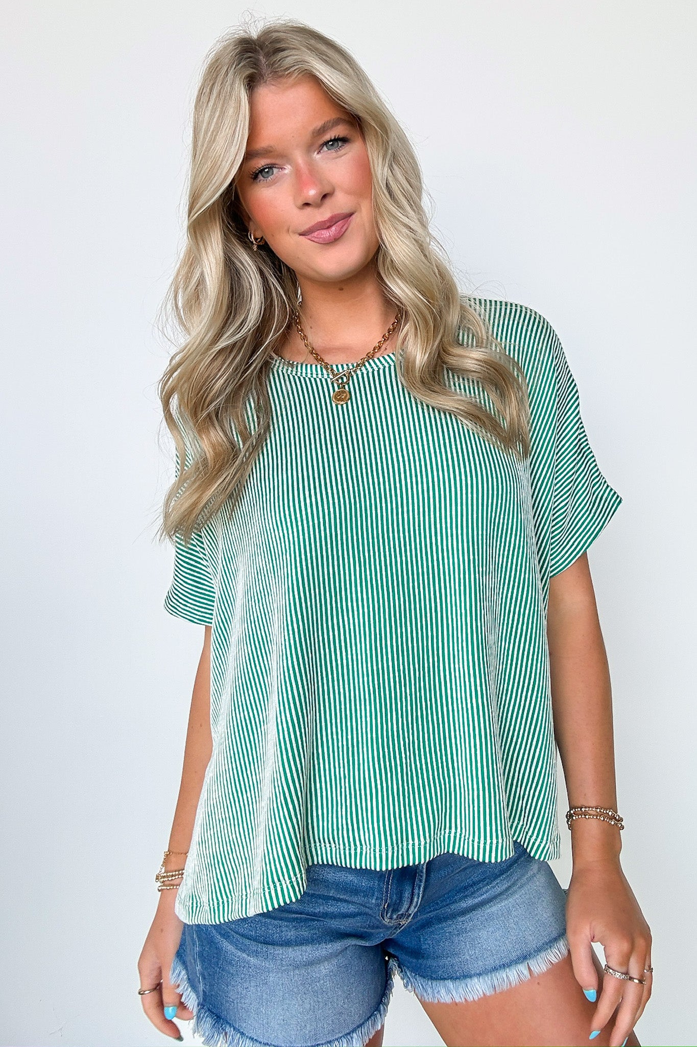 Kelly Green / SM Beatryx Two Tone Rib Knit Oversized Top - BACK IN STOCK - Madison and Mallory