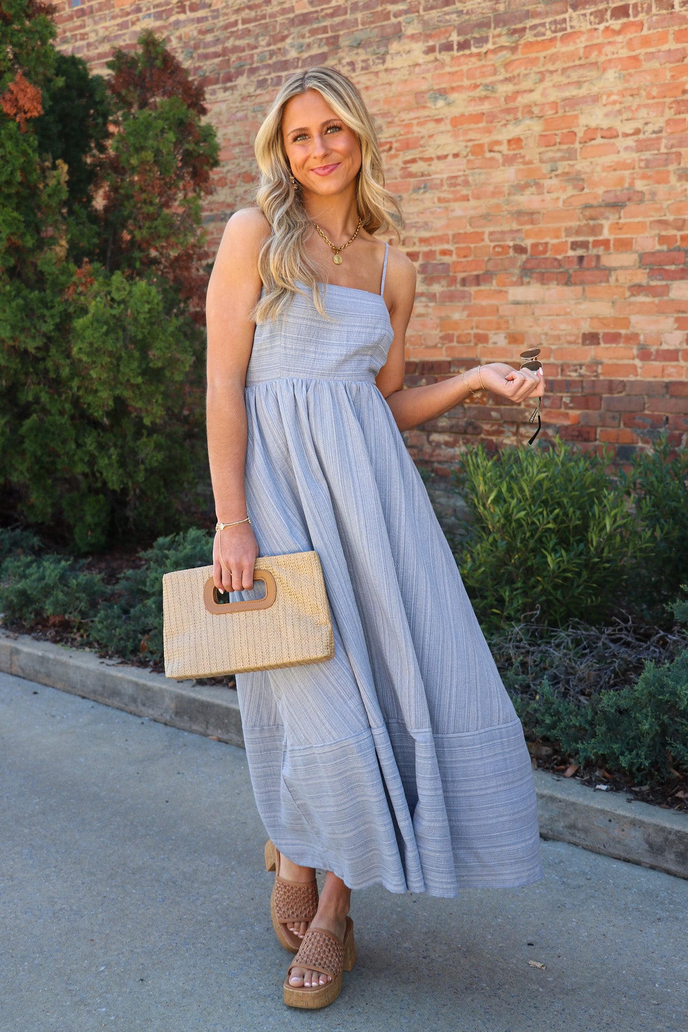 blue stripe midi dress The Coastal Classic Stripe Midi Dress main image 0