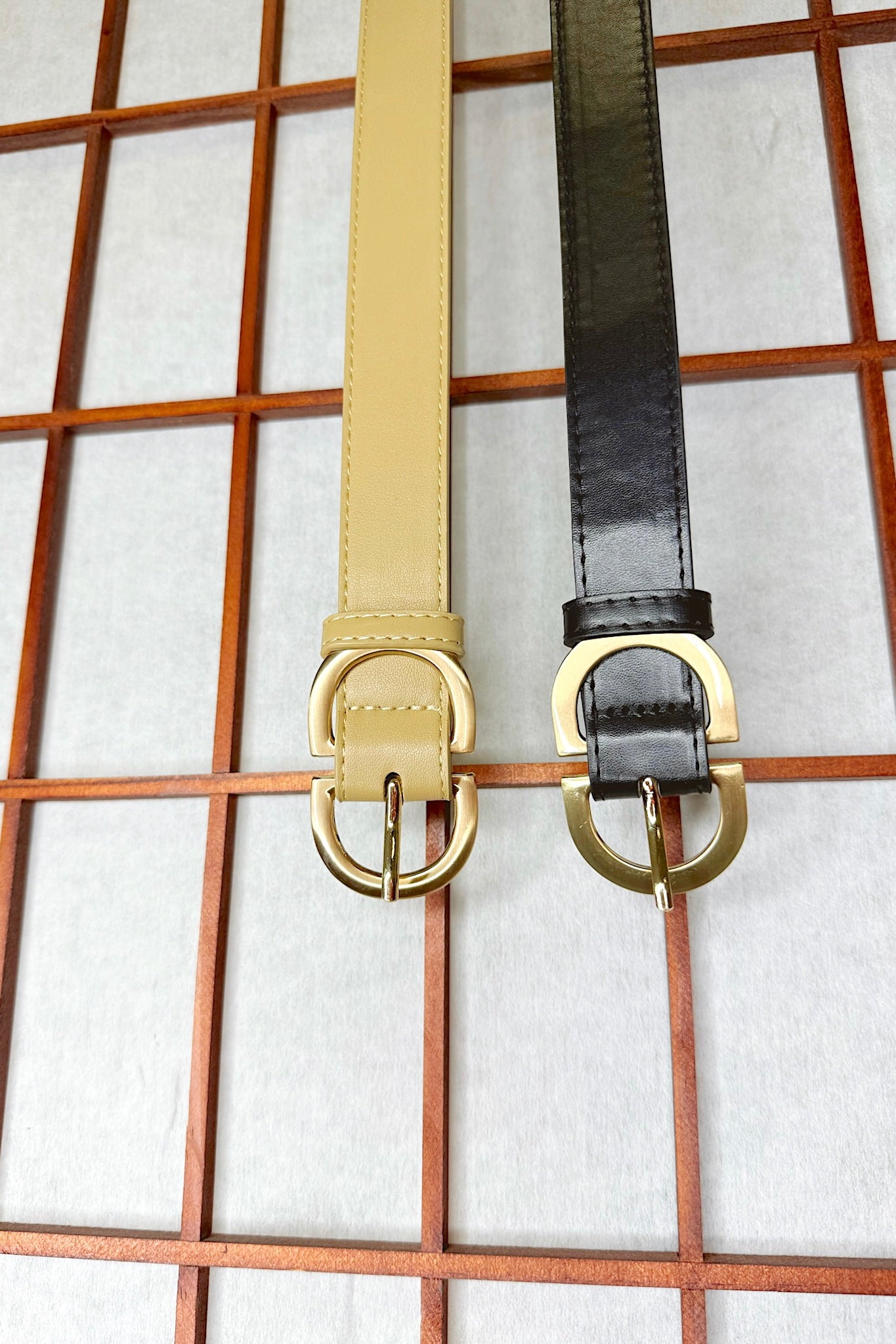 Boldlink Double D Buckle Faux Leather Belt - Madison and Mallory