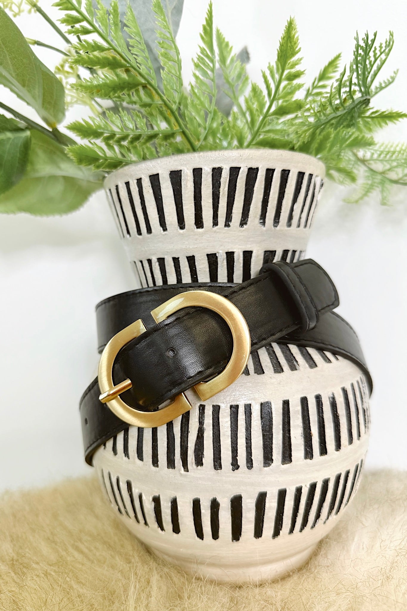 Boldlink Double D Buckle Faux Leather Belt - Madison and Mallory
