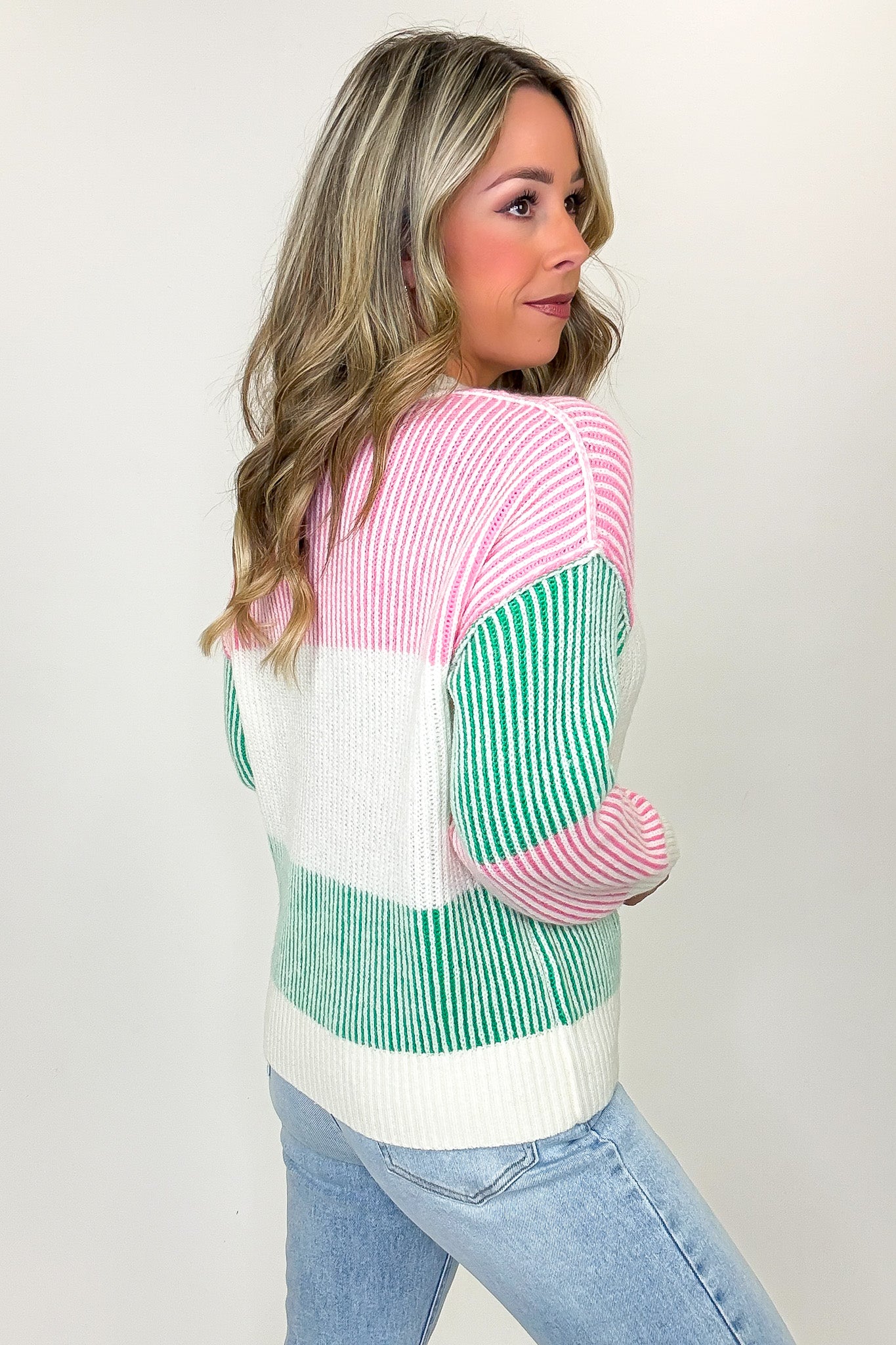 Bright Sides Striped Color Block Knit Sweater