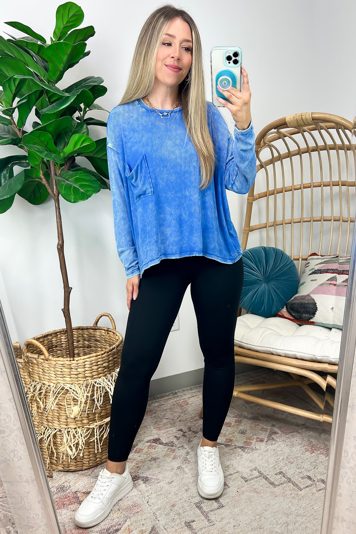  Caliana Washed Dolman Sleeve Pocket Top - BACK IN STOCK - Madison and Mallory