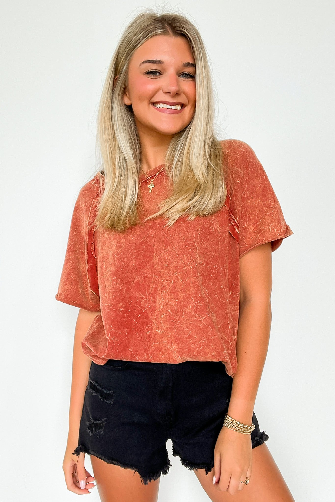 Rust / S Carowyn Mineral Wash Relaxed Fit Top - Madison and Mallory