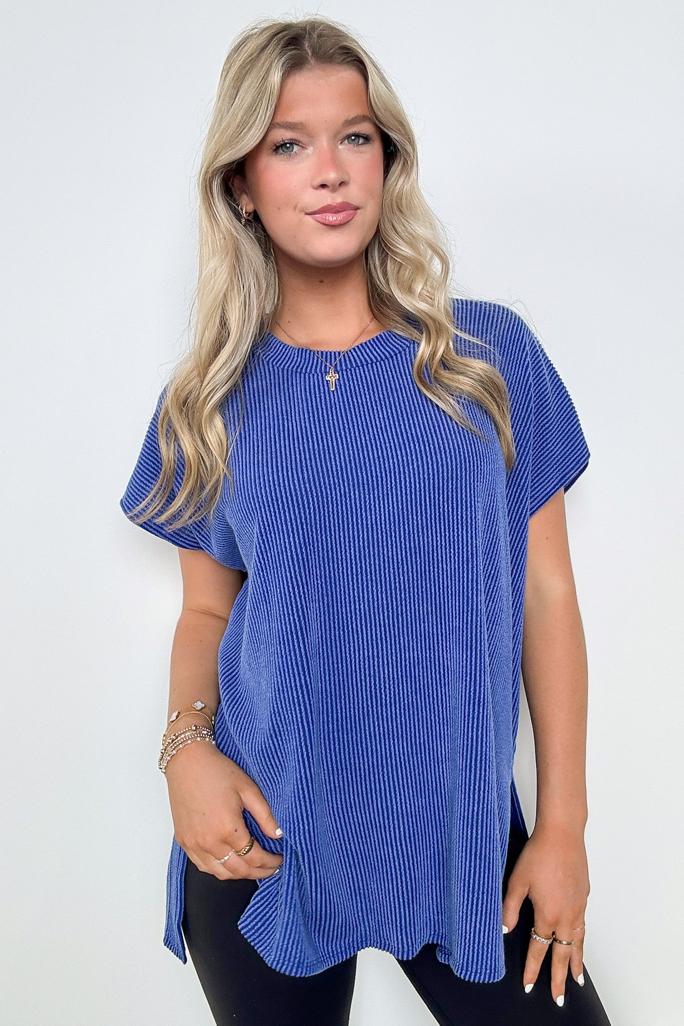 Casual Favorite Short Sleeve Side Slit Tunic Top - BACK IN STOCK - Madison and Mallory