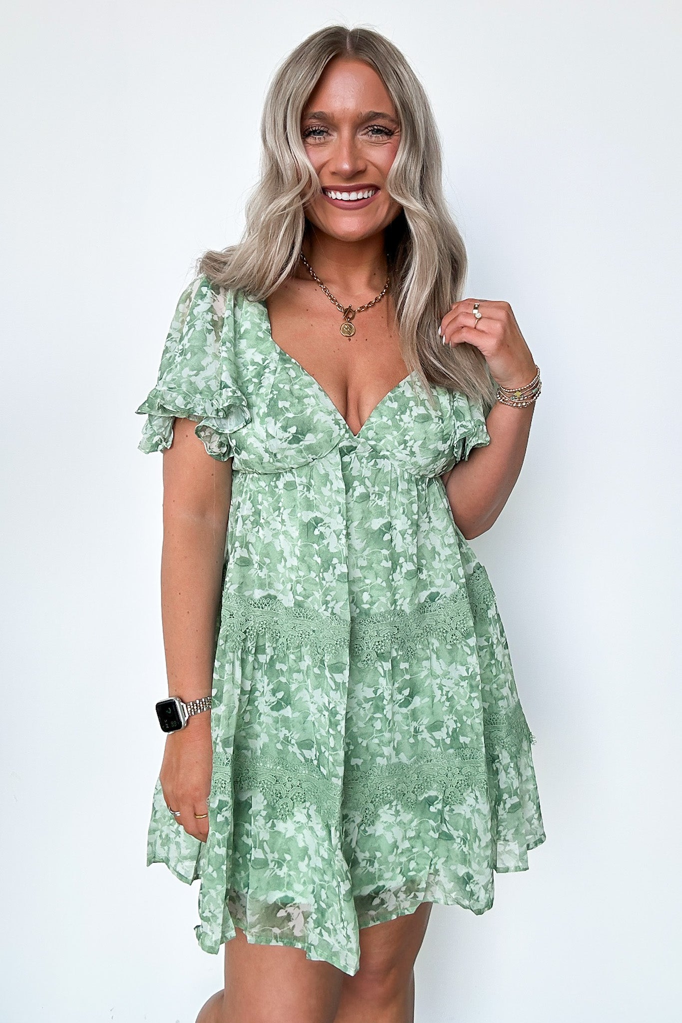 Charming Sweetness V Neck Ruffle Dress