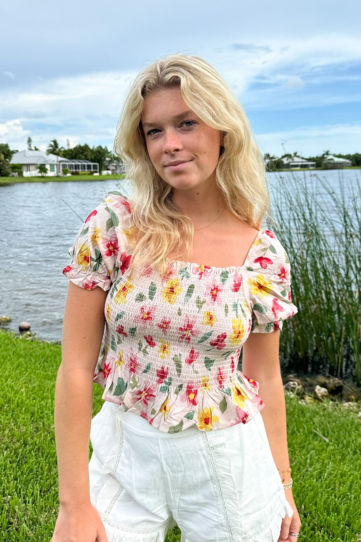 Charmingly Sweet Floral Smocked Top FINAL SALE