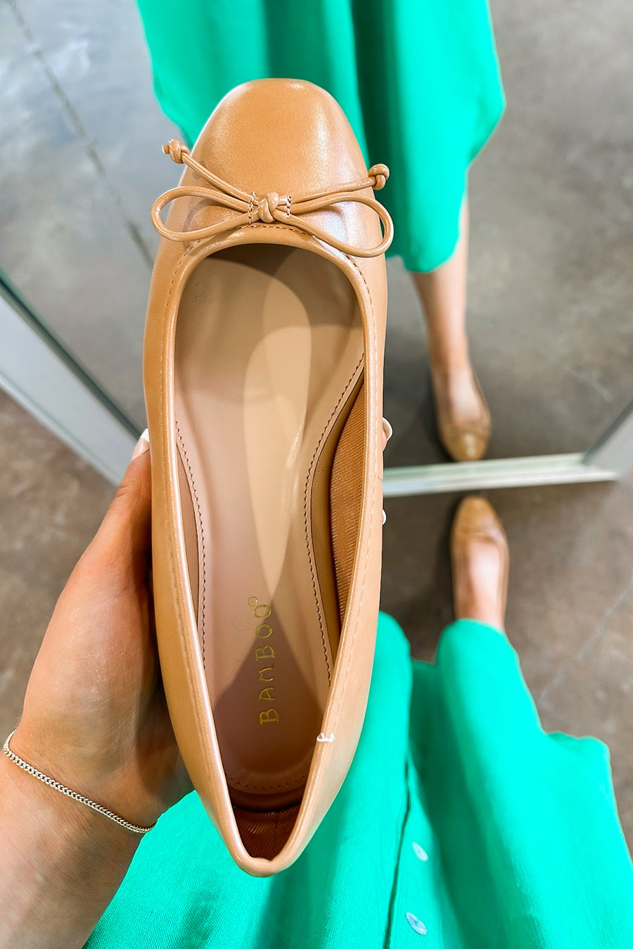 Natural / 5.5 Chic Mindset Bow Accent Ballet Flats - Madison and Mallory