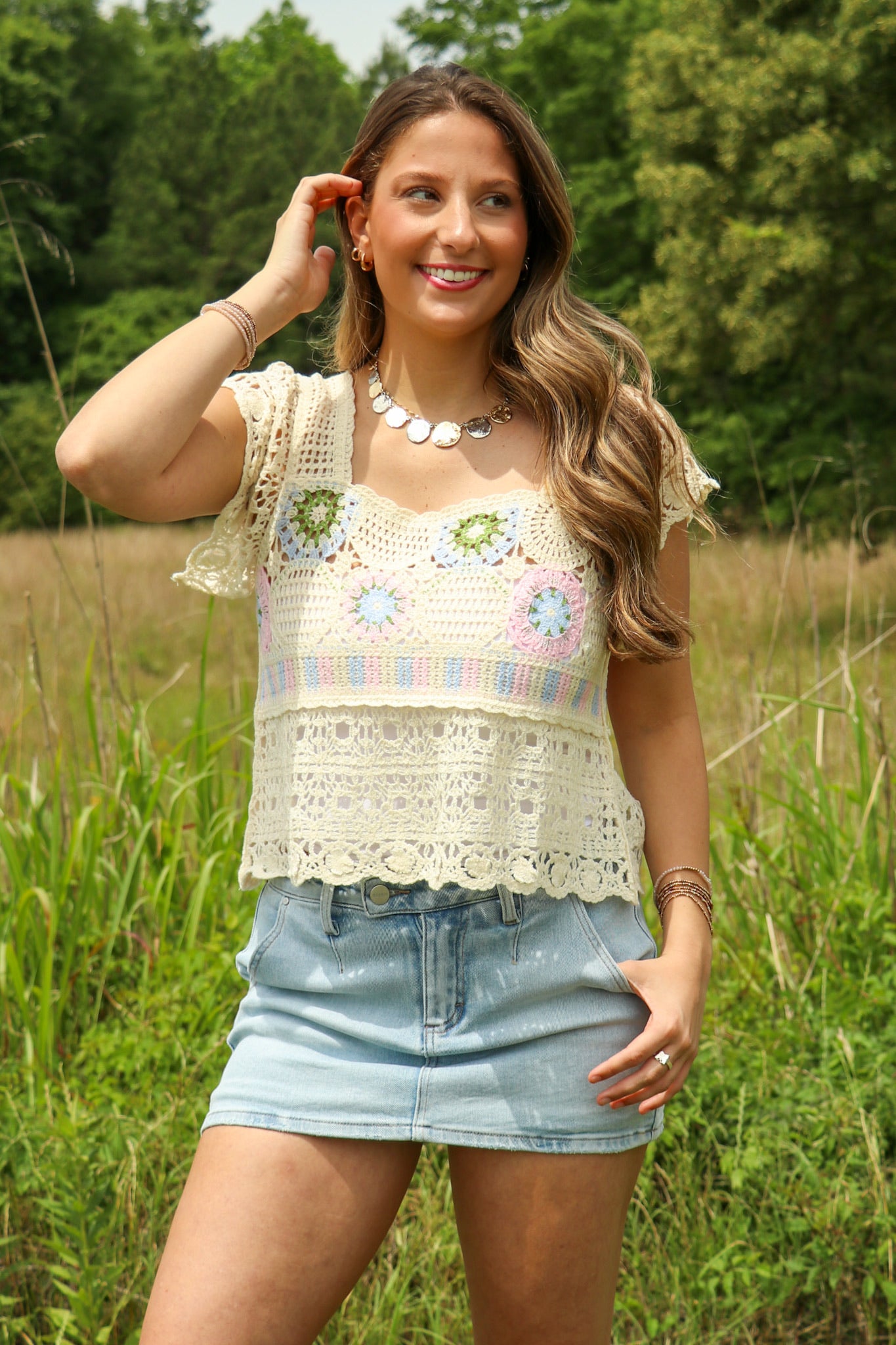 Colorfield Crochet Square Neck Top · Madison + Mallory