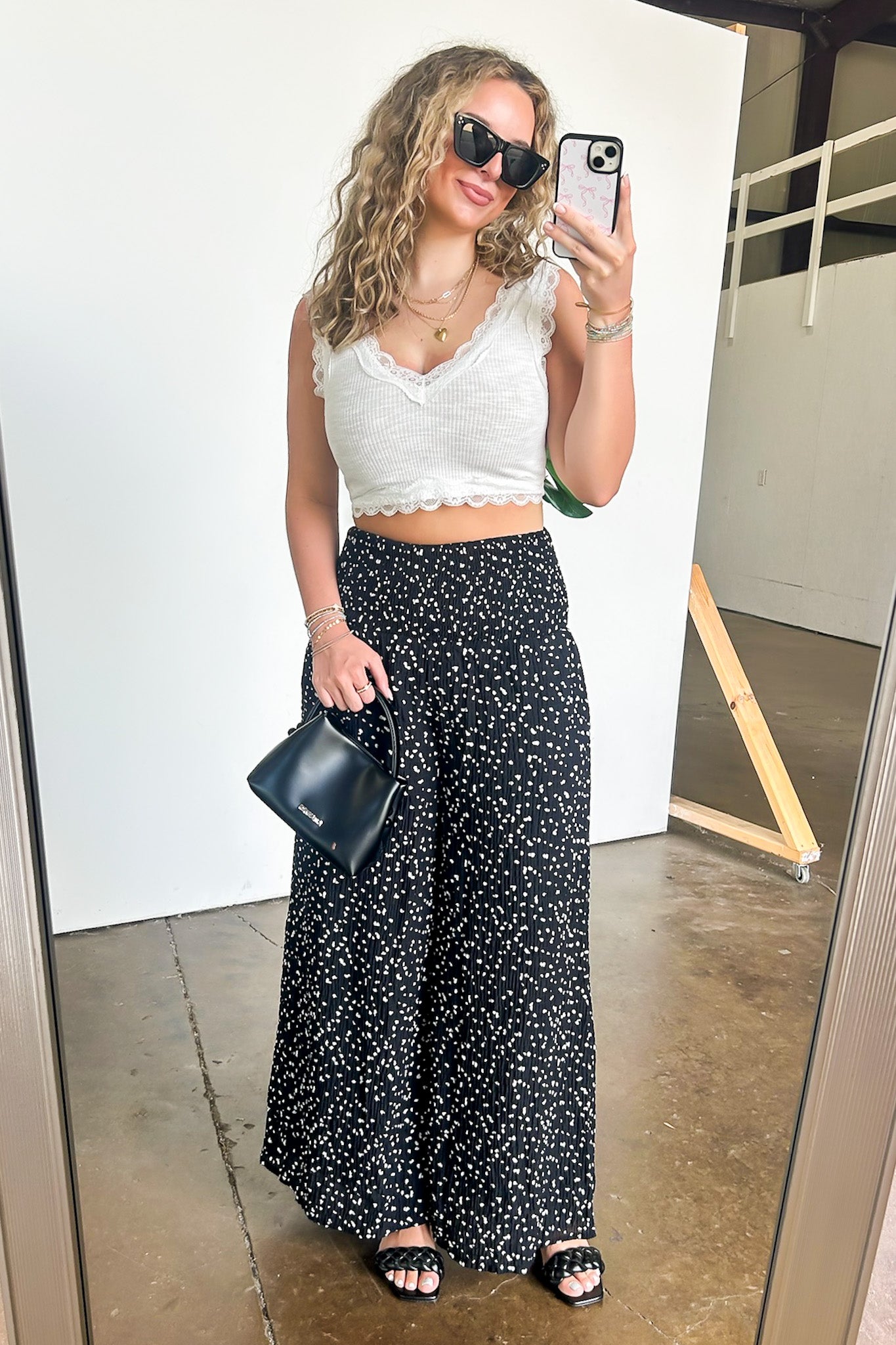 Confetti Flare High Waist Flowy Pants - Madison and Mallory