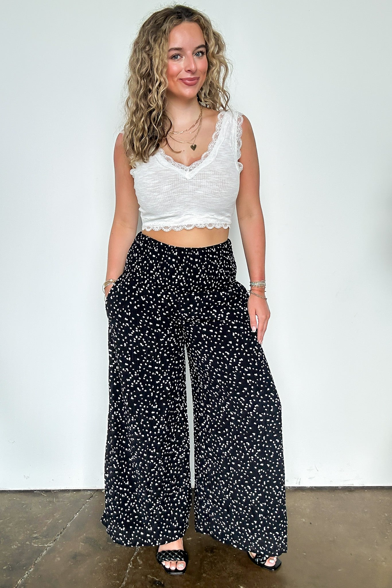 Confetti Flare High Waist Flowy Pants - Madison and Mallory