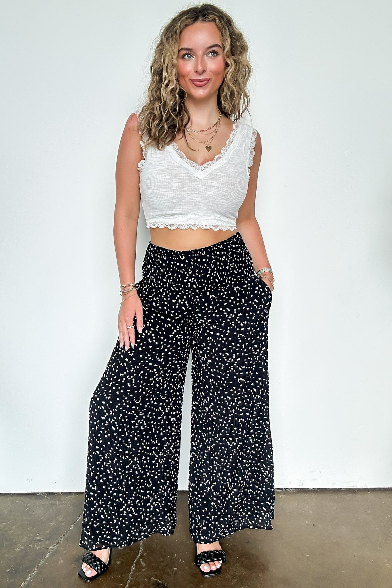 Confetti Flare High Waist Flowy Pants - Madison and Mallory