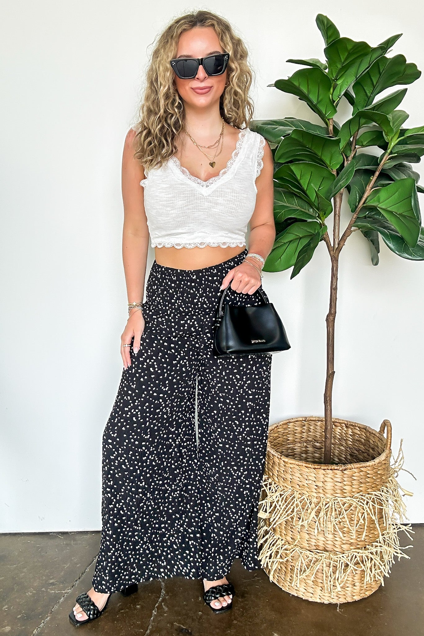 Confetti Flare High Waist Flowy Pants - Madison and Mallory