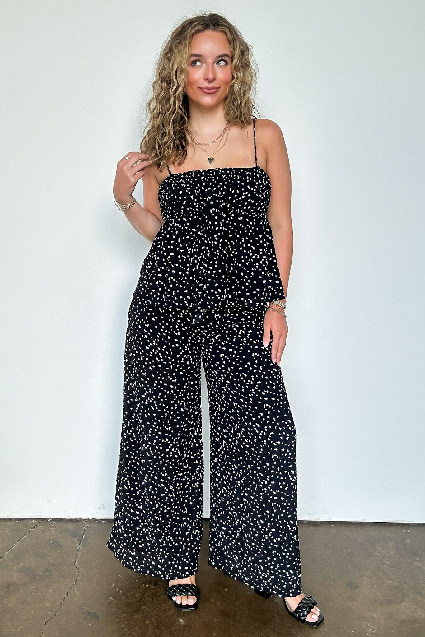 Confetti Flare High Waist Flowy Pants - Madison and Mallory