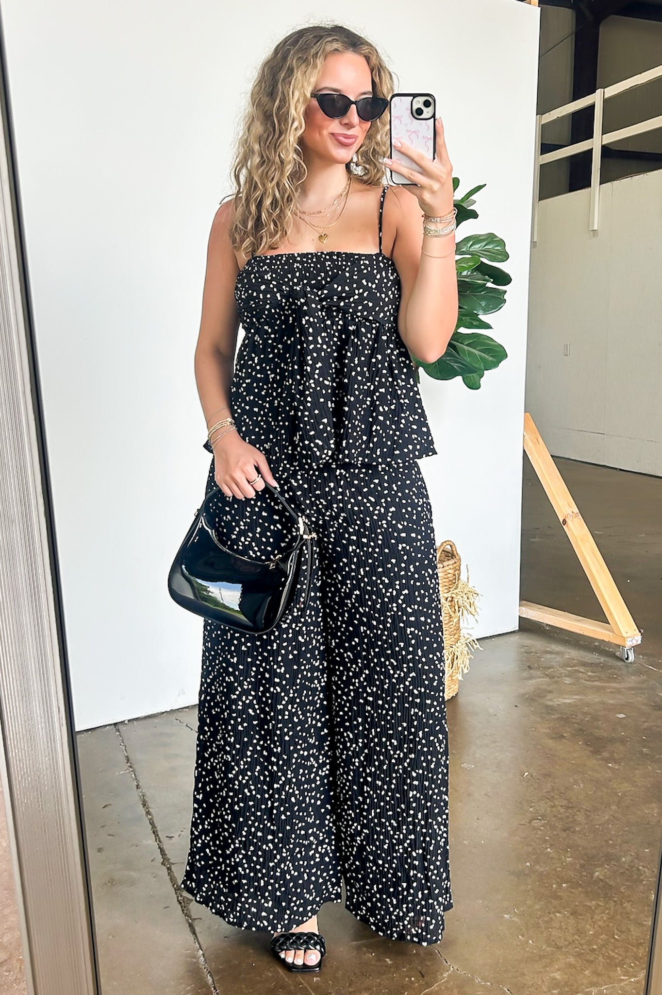 Confetti Flare High Waist Flowy Pants - Madison and Mallory