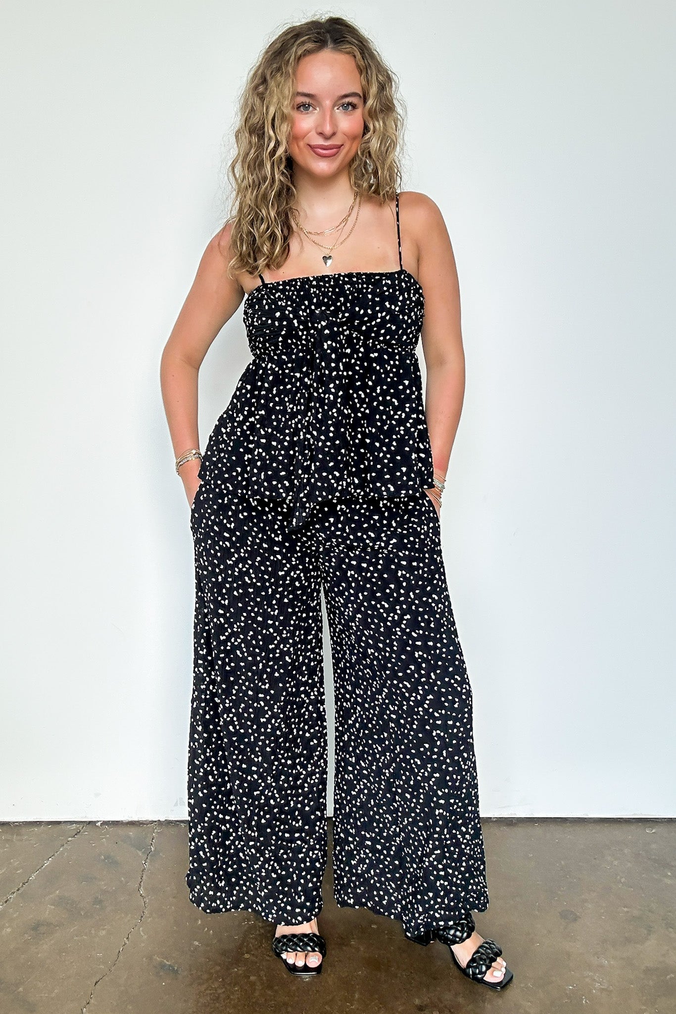 Confetti Flare High Waist Flowy Pants - Madison and Mallory