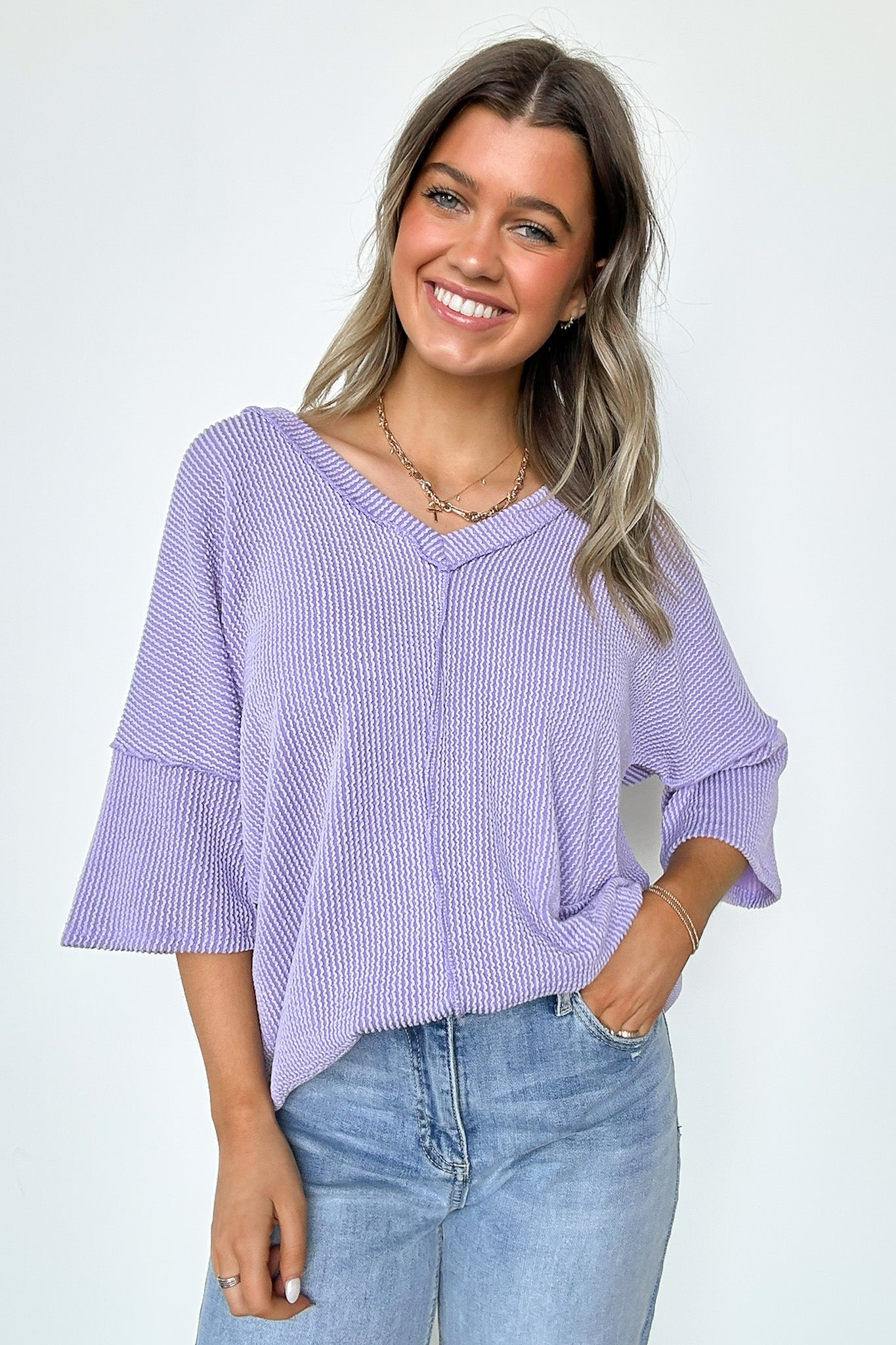 Conner Rib Knit Raw Edge Top - FINAL SALE - Madison and Mallory