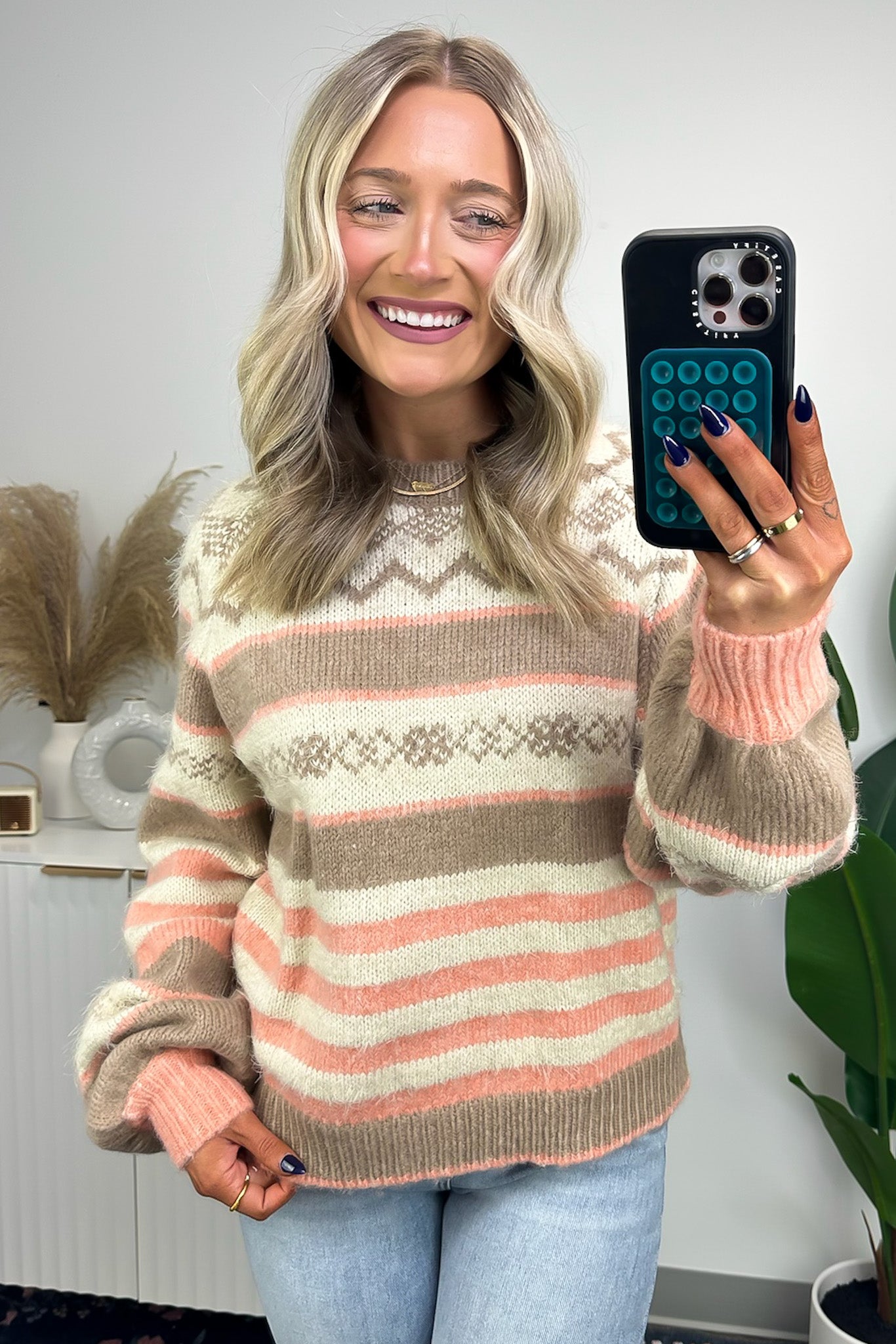  Cozy Captivation Fair Isle Color Block Sweater - FINAL SALE - Madison and Mallory