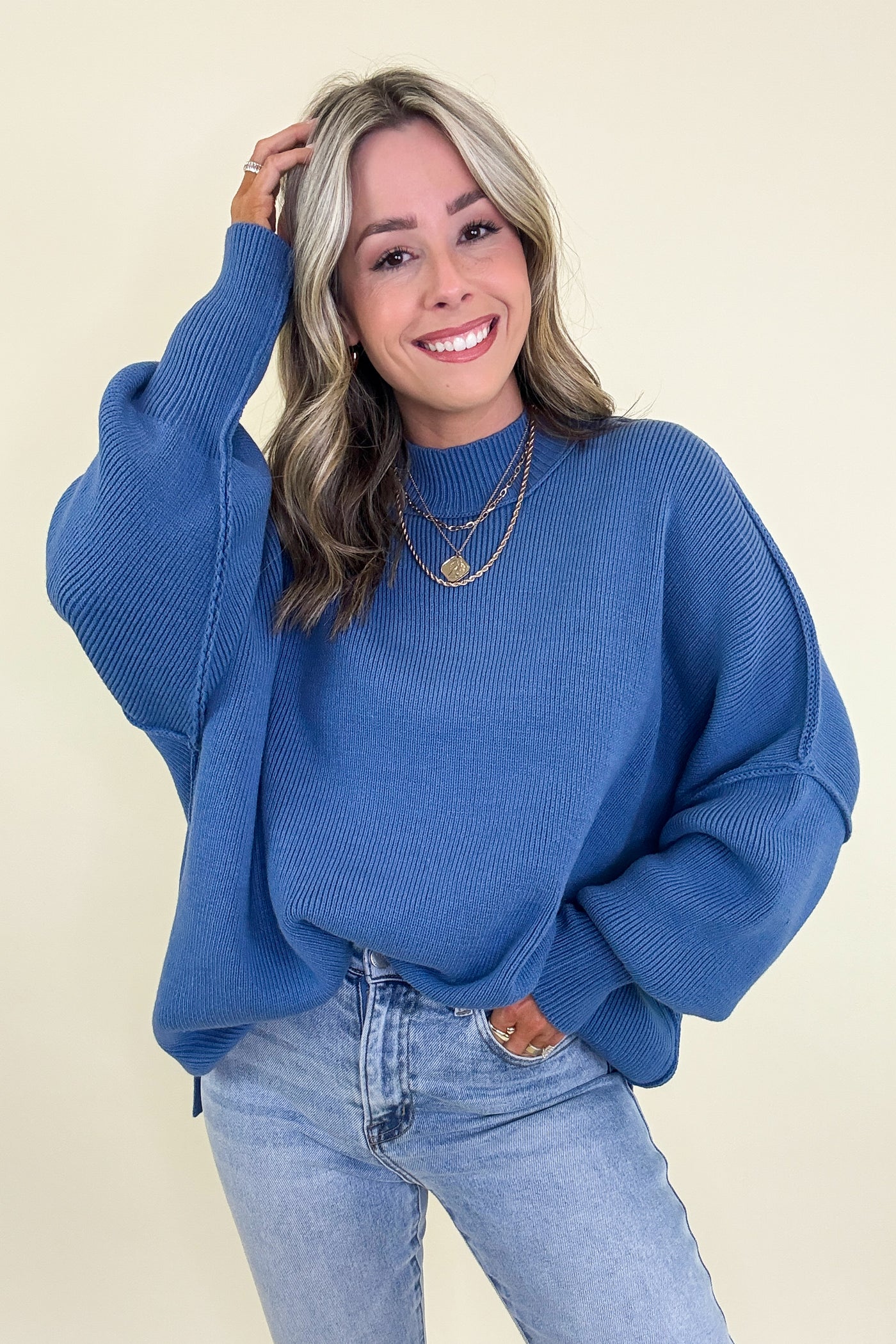 Simple Street Side Slit Oversized Sweater - BACK IN STOCK - Madison and Mallory