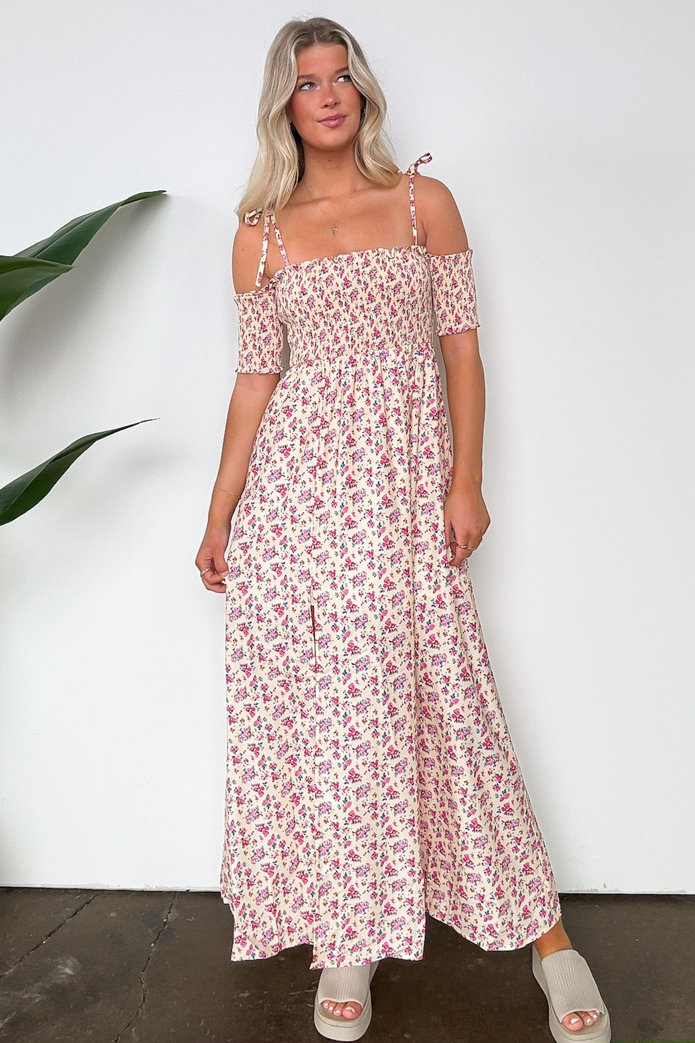 Darling Energy Off Shoulder Smocked Floral Maxi Dress - FINAL SALE - Madison and Mallory