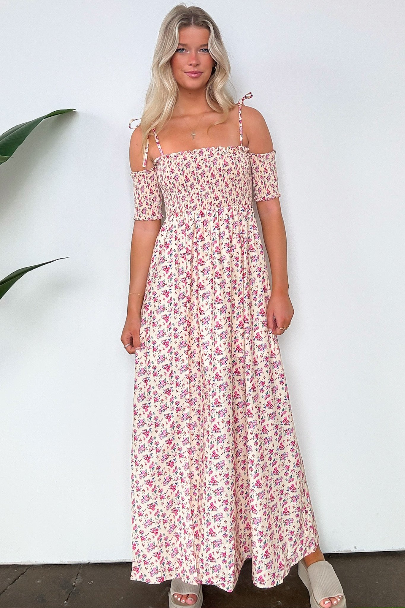 Darling Energy Off Shoulder Smocked Floral Maxi Dress - FINAL SALE - Madison and Mallory