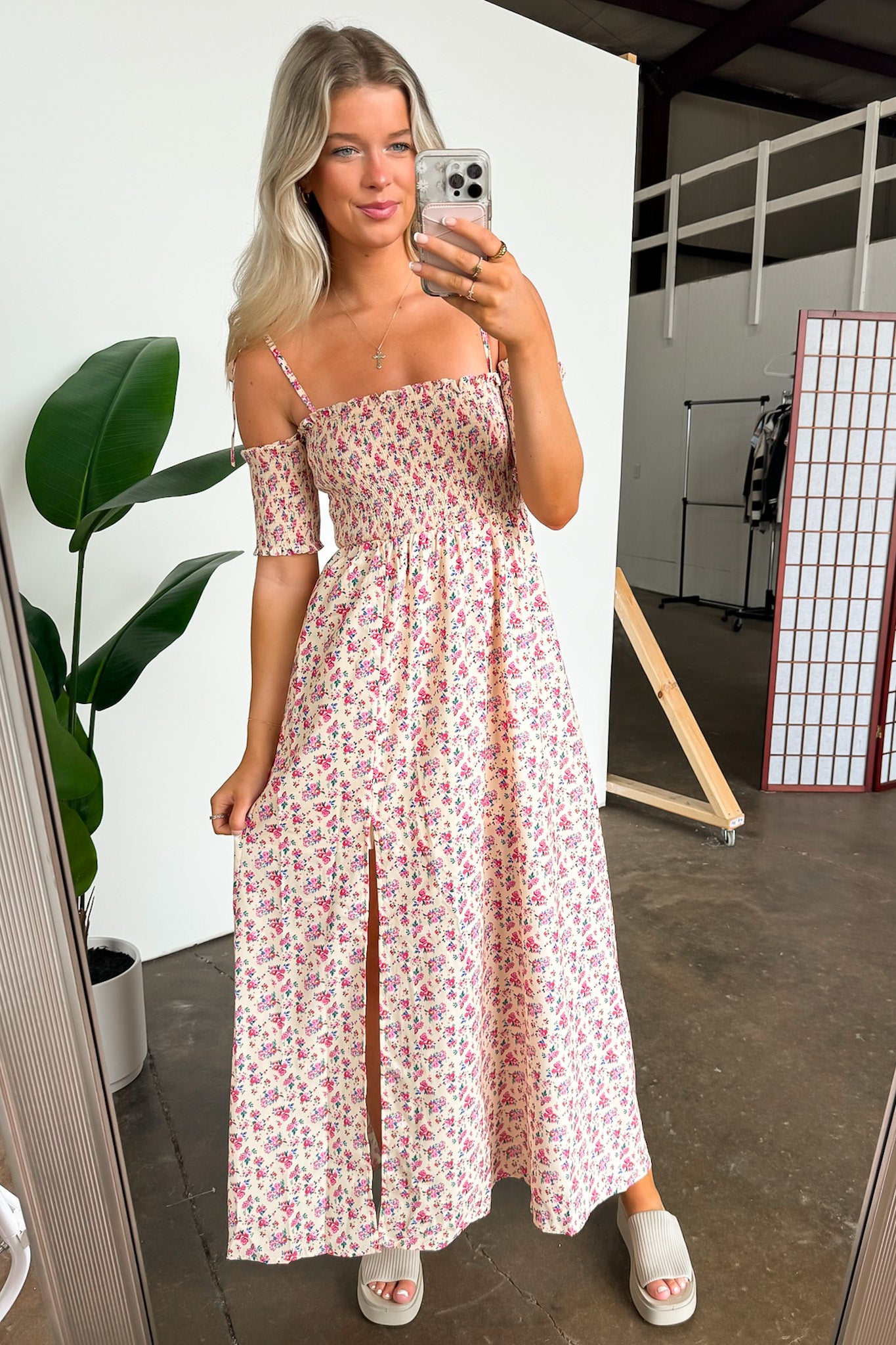 Darling Energy Off Shoulder Smocked Floral Maxi Dress - FINAL SALE - Madison and Mallory