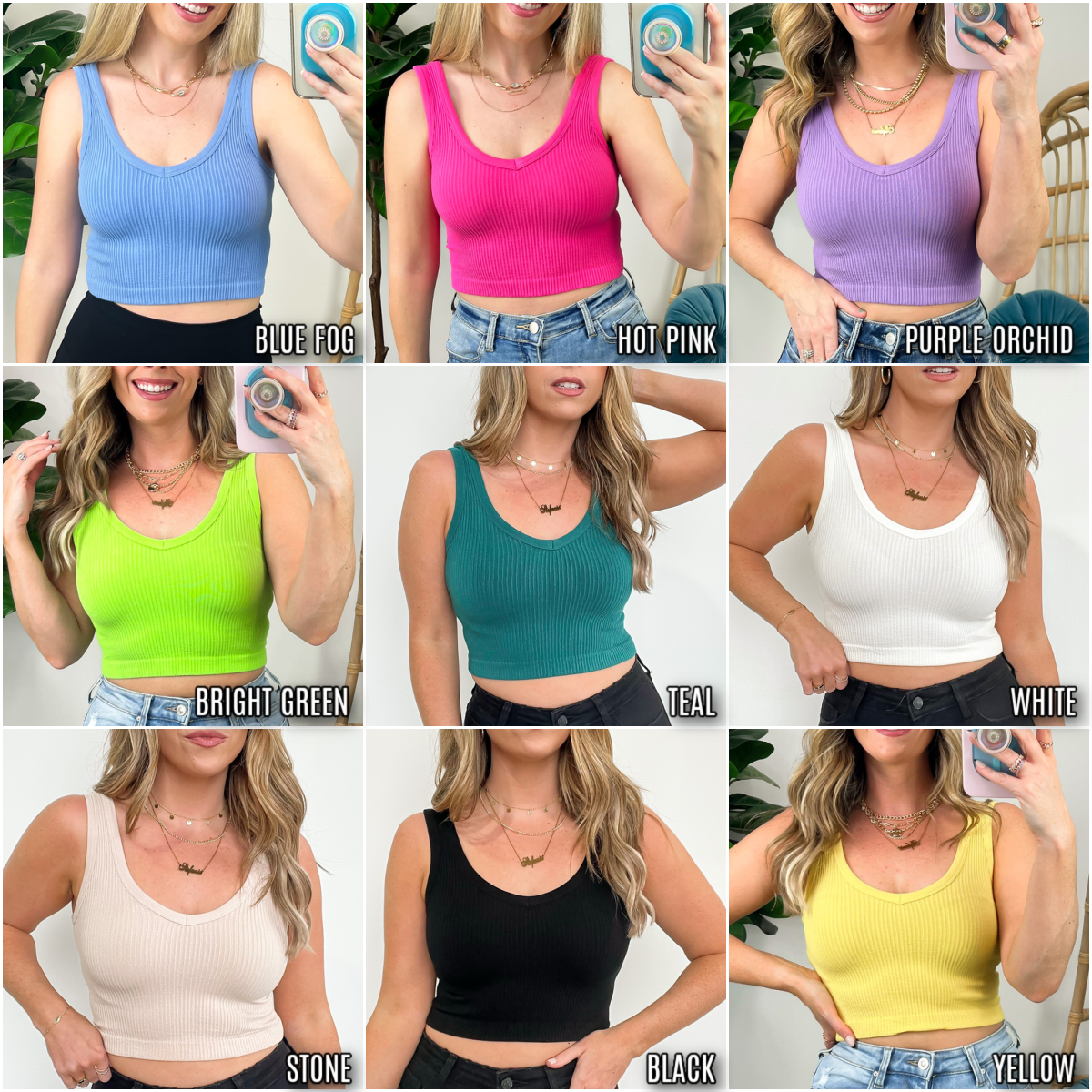 Deema Ribbed Seamless Cropped Tank Bra Top - BACK IN STOCK - Madison and Mallory