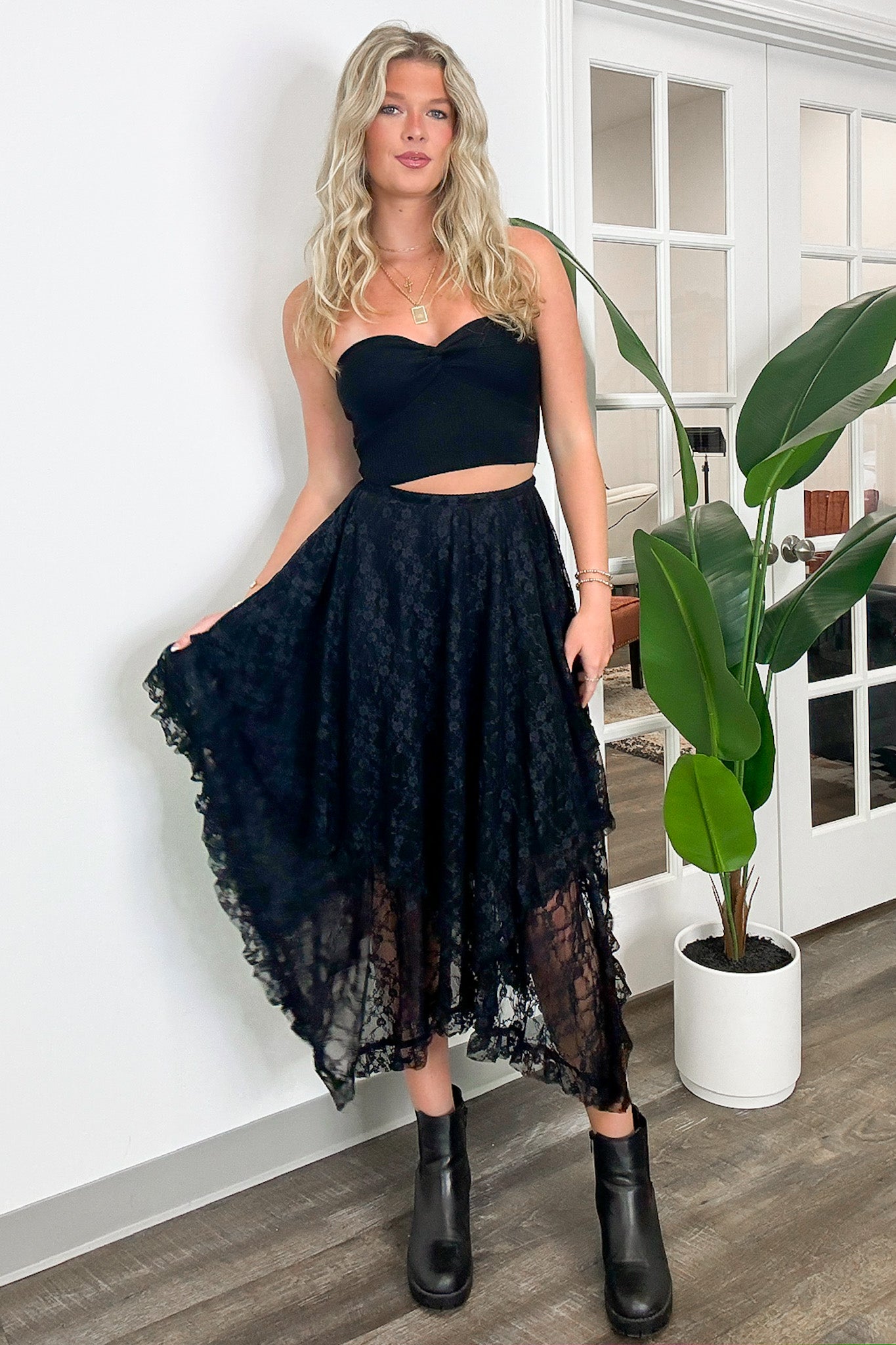  Distinctly Flirty High Low Lace Skirt - BACK IN STOCK - Madison and Mallory