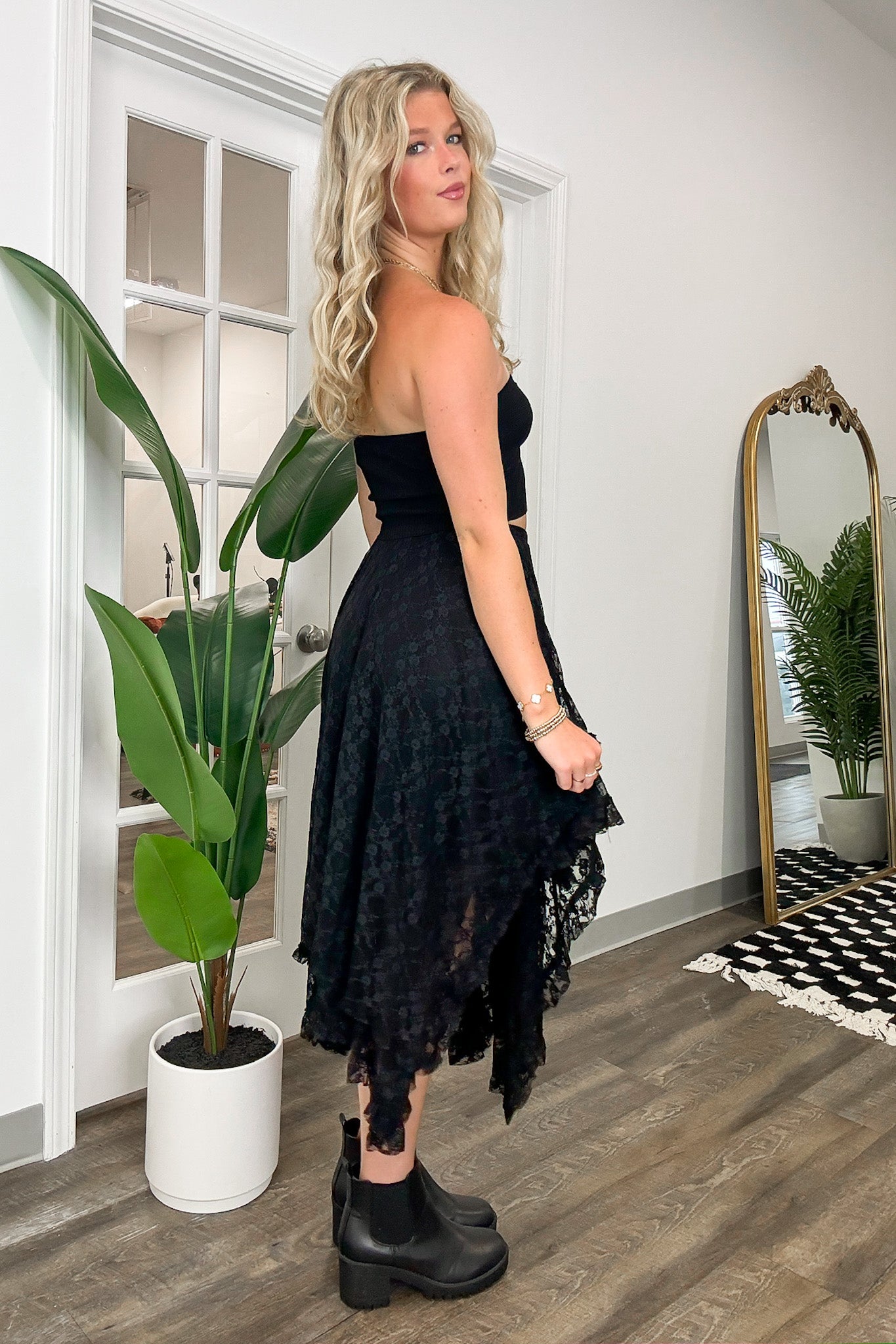  Distinctly Flirty High Low Lace Skirt - BACK IN STOCK - Madison and Mallory