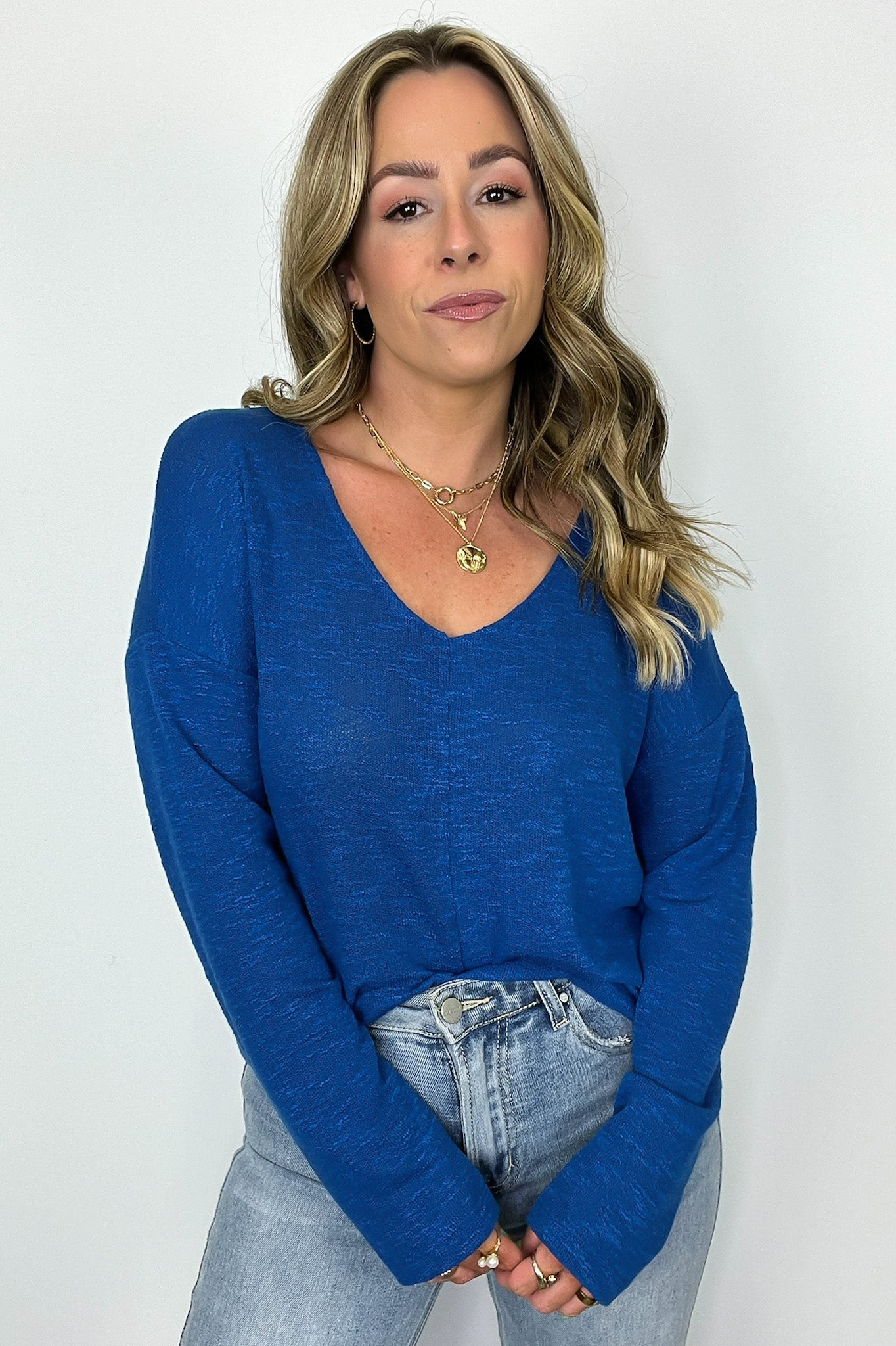 Downtime V-Neck Hacci Knit Top - FINAL SALE - Madison and Mallory
